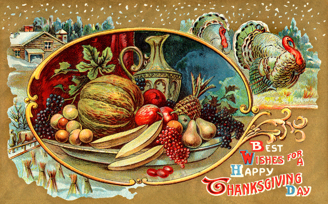 Vintage Happy Thanksgiving Postcardérrez Hubbell House
