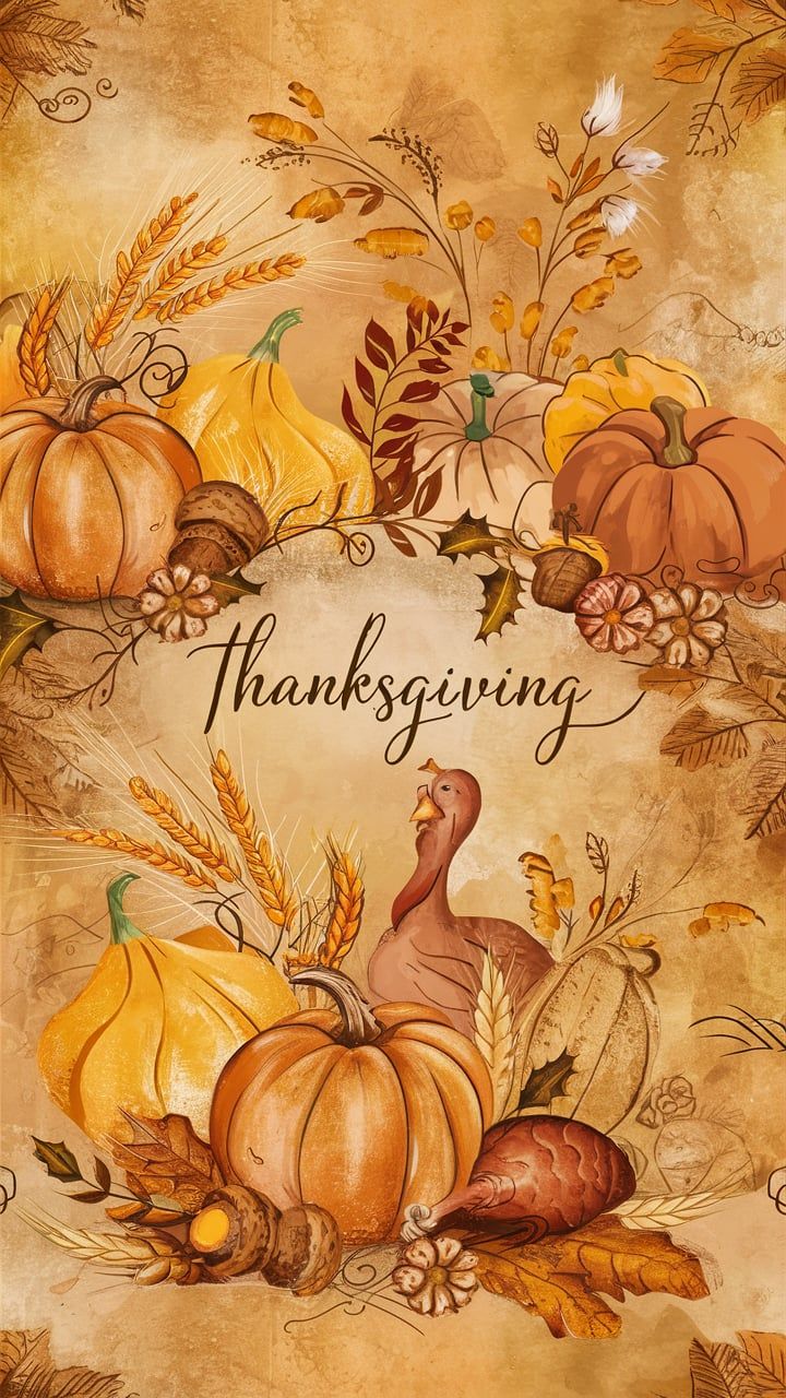 Charming Vintage Thanksgiving Wallpaper