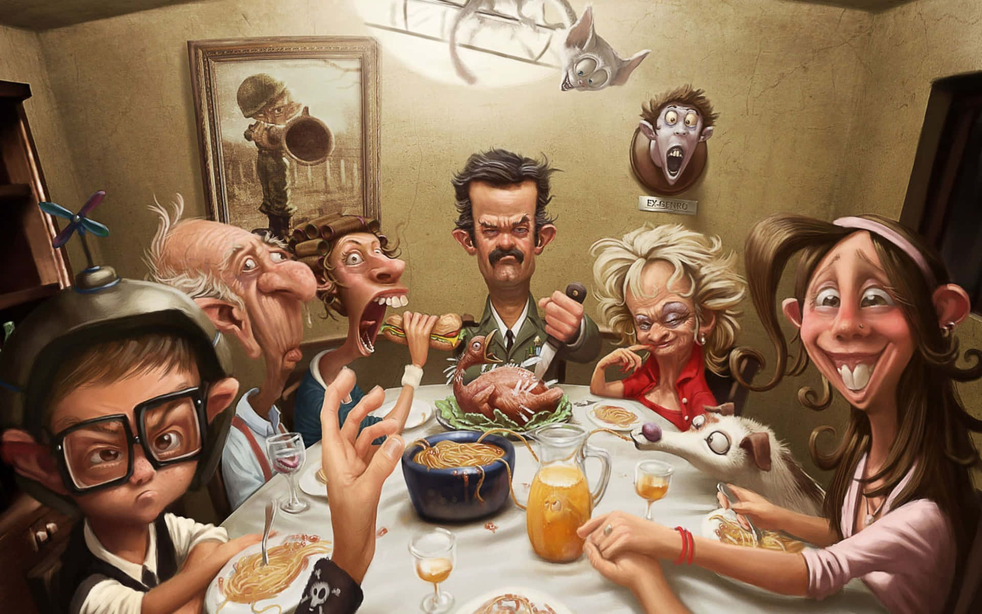 Download Funny Thanksgiving Family Dinner Wallpaper