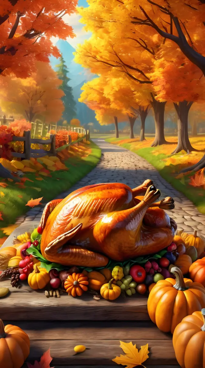 Autumn Thanksgiving scene wallpaper