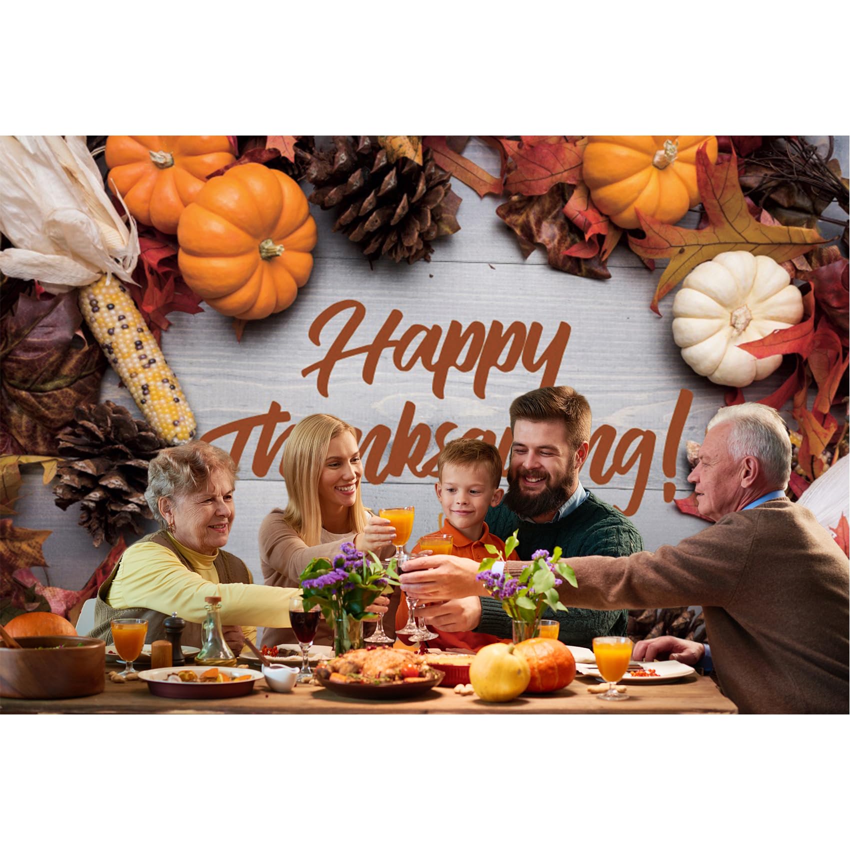 Amazon.com, Baocicco 7x5ft Happy Thanksgiving Backdrop Mature Pumpkins Cones Nuts Corn Fallen Maple Leaves Wood Board Photography Background Wallpaper Thanksgiving Celebration Table Decoration Kids Portrait