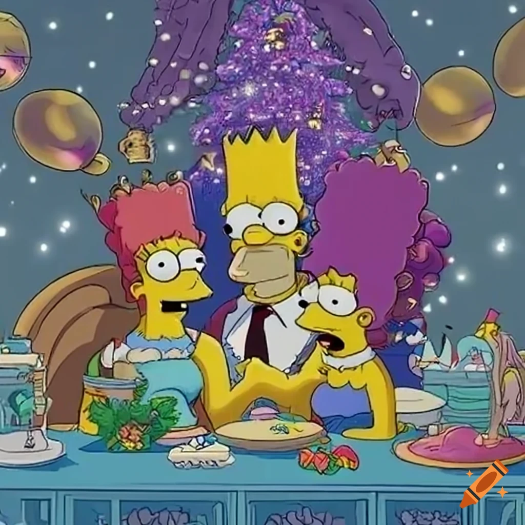 The Simpsons New Year's Eve celebration on Craiyon
