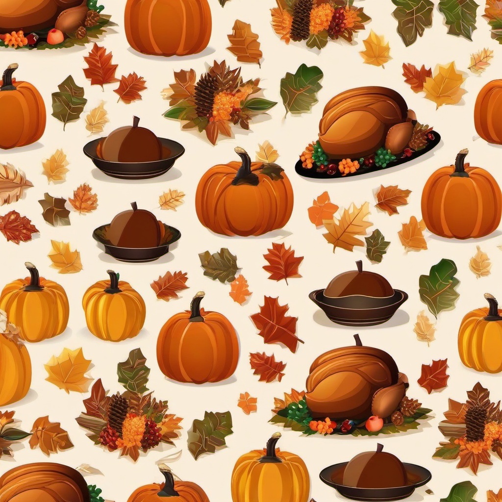 Happy Thanksgiving Seasonal Wallpaper For Thanksgiving Pumpkins Turkey And Pies Feast
