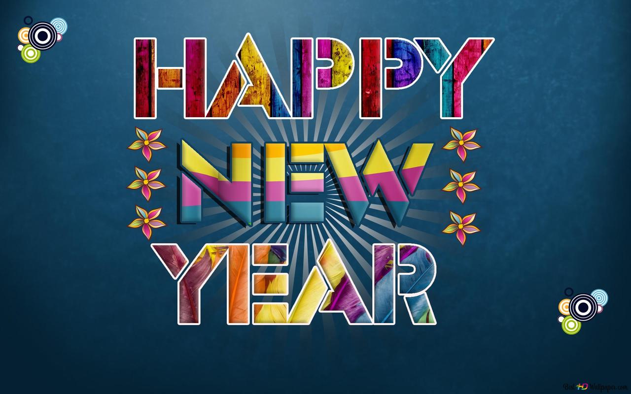 Happy new year patterns inside letters HD wallpaper download