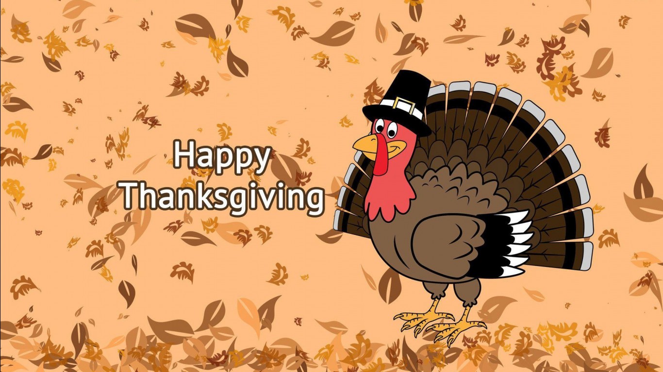 Turkey In Leaves Background HD Thanksgiving Wallpaper