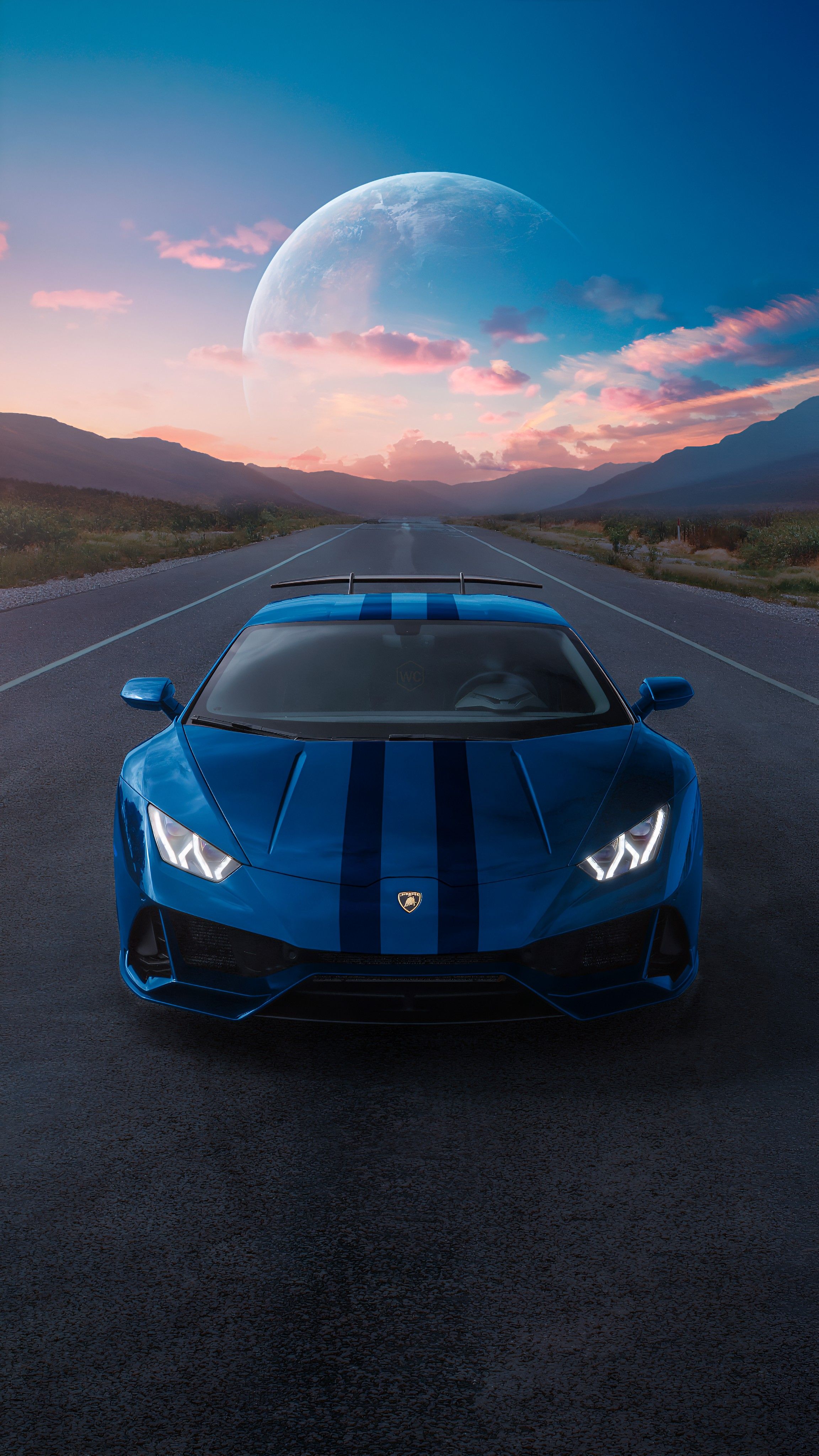 Lamborghini Huracan EVO with landscapeK wallpaper for Phones