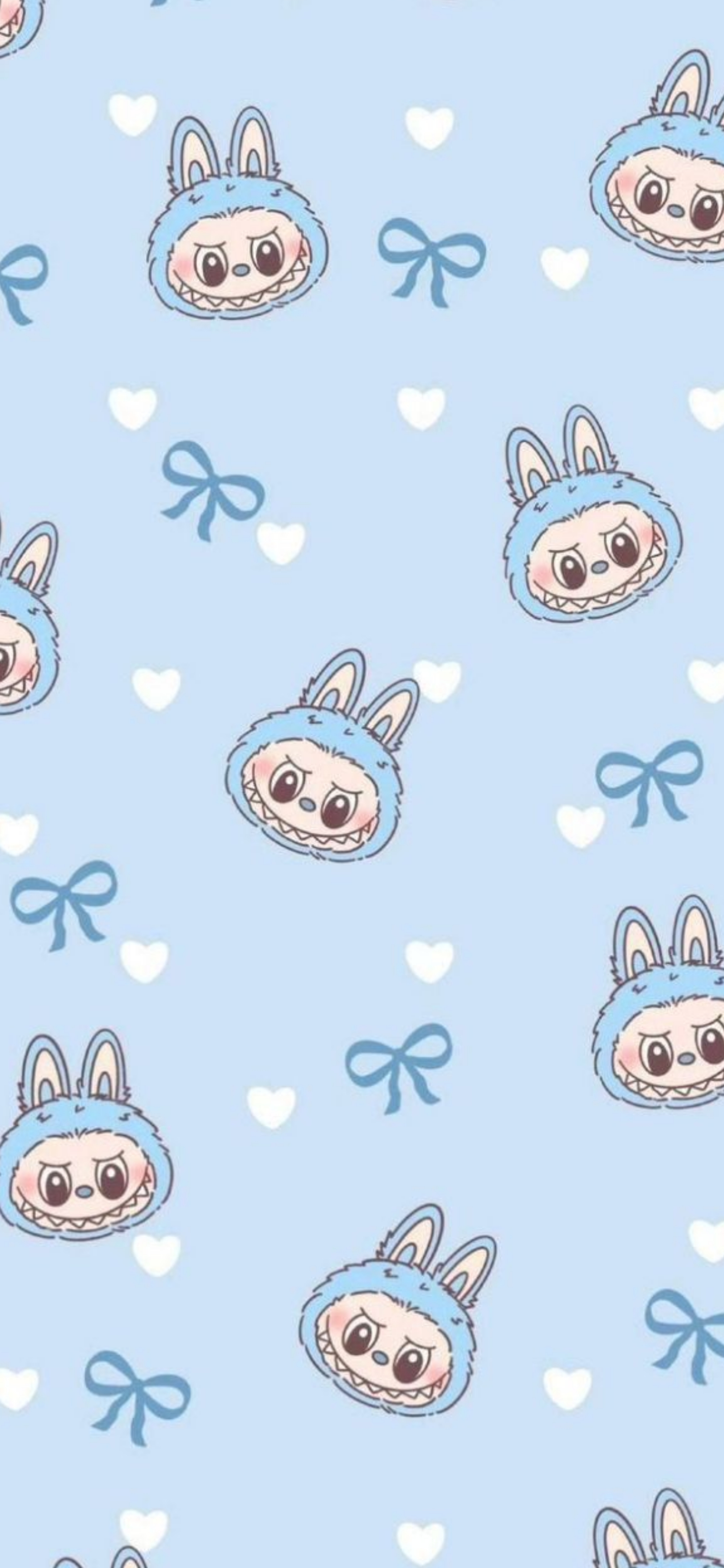 Blue Labubu Doll Cute Pattern Wallpaper Blue Wallpaper