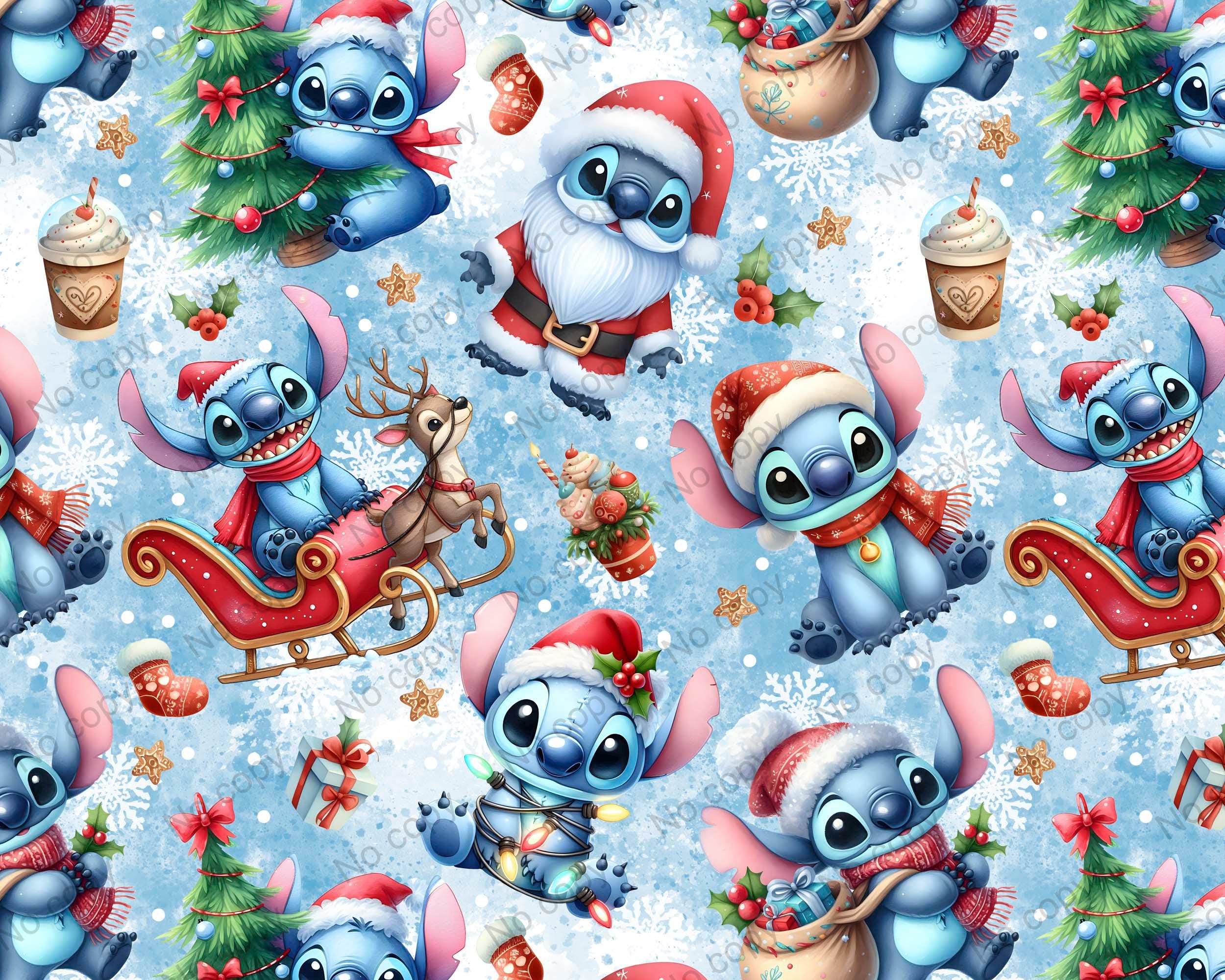 Stitch Christmas Seamless Pattern, Christmas Digital Paper, Stitch Xmas Pattern, Christmas Sublimation File