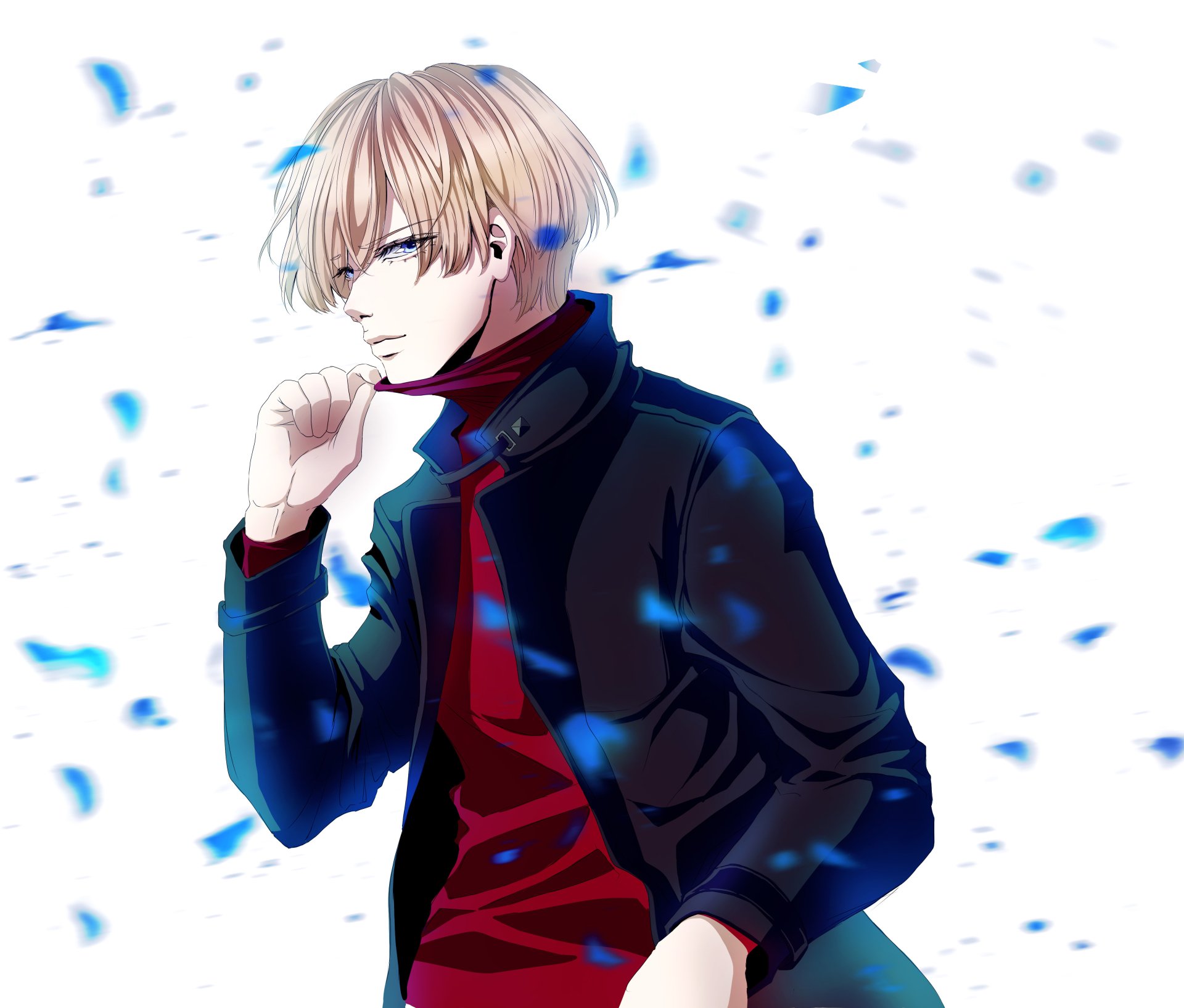4K Ultra HD Blonde Anime Boy with Striking Blue Eyes Wallpaper