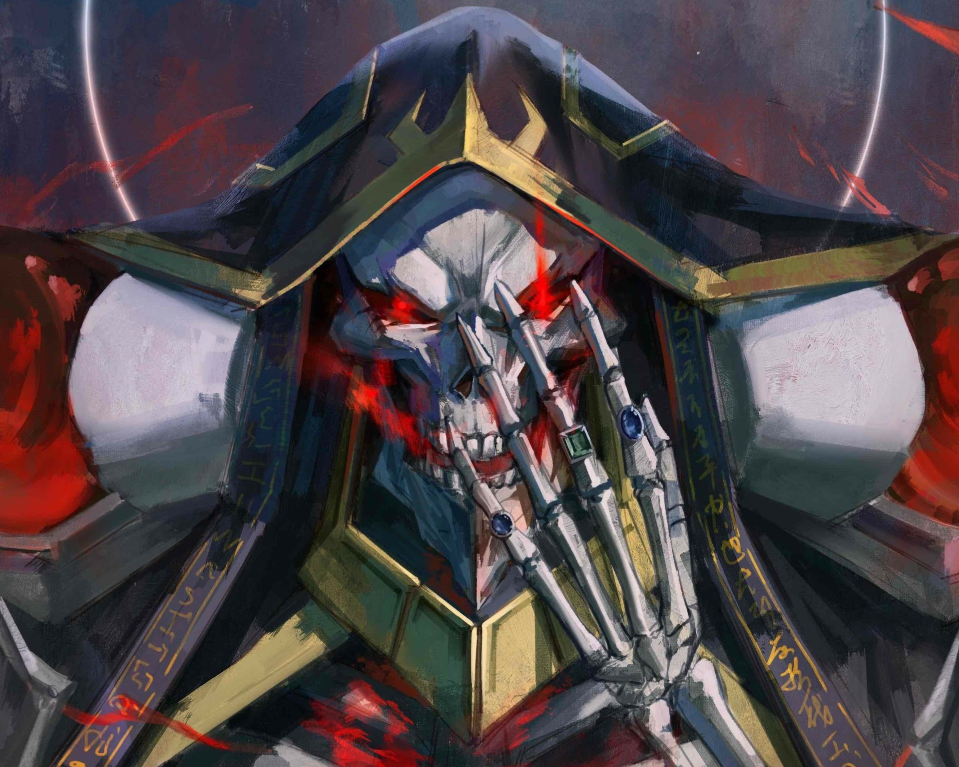 Overlord HD Wallpaper: Ainz Ooal Gown Unleashed in Anime Glory by 七冶