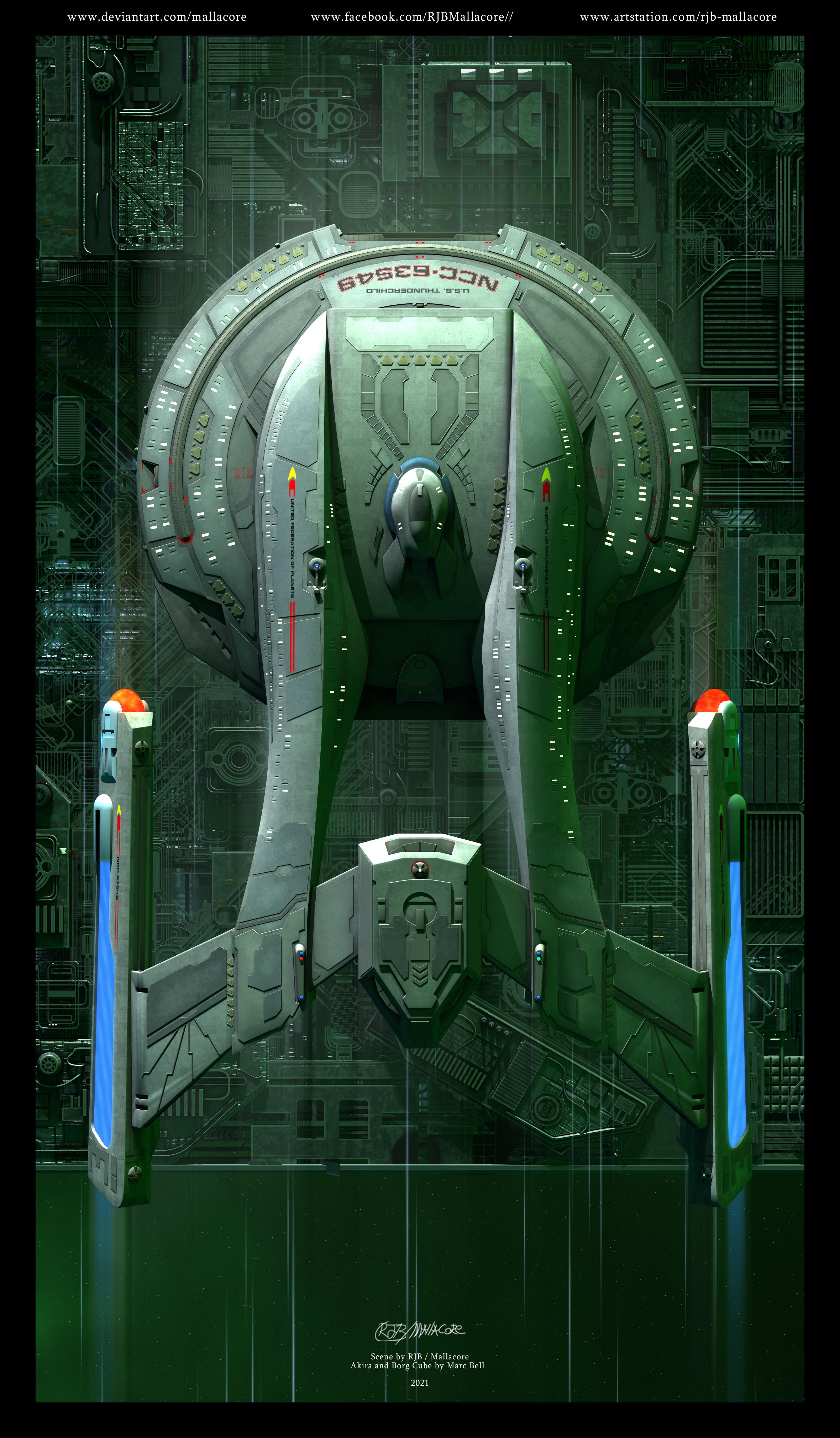 Finishing off this series of Star Trek 3D renders. The Akira class is ready to battle the Borg. Enjoy