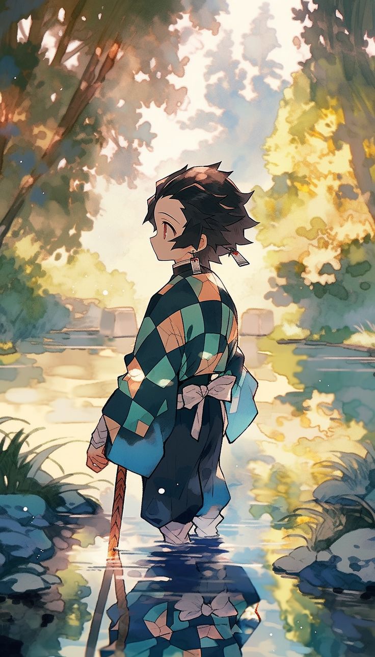 Tanjiro Kamado in the Lake Fan Art