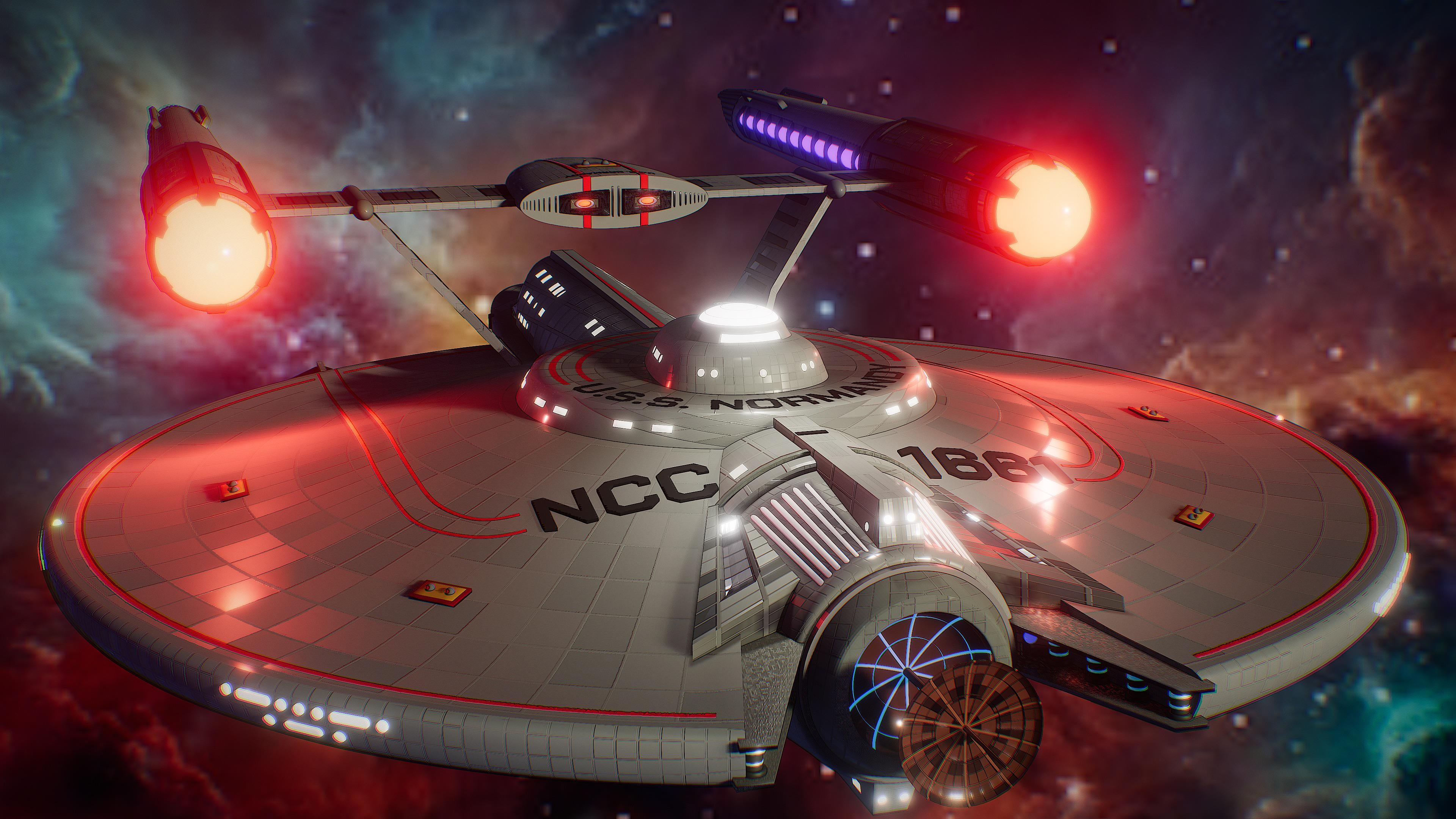 Here's my second attempt at a 3D model: A Star Trek ship that's contemporary or a little before the TOS Era (made on iPad with Nomad Sculpt, link to more pics inside)