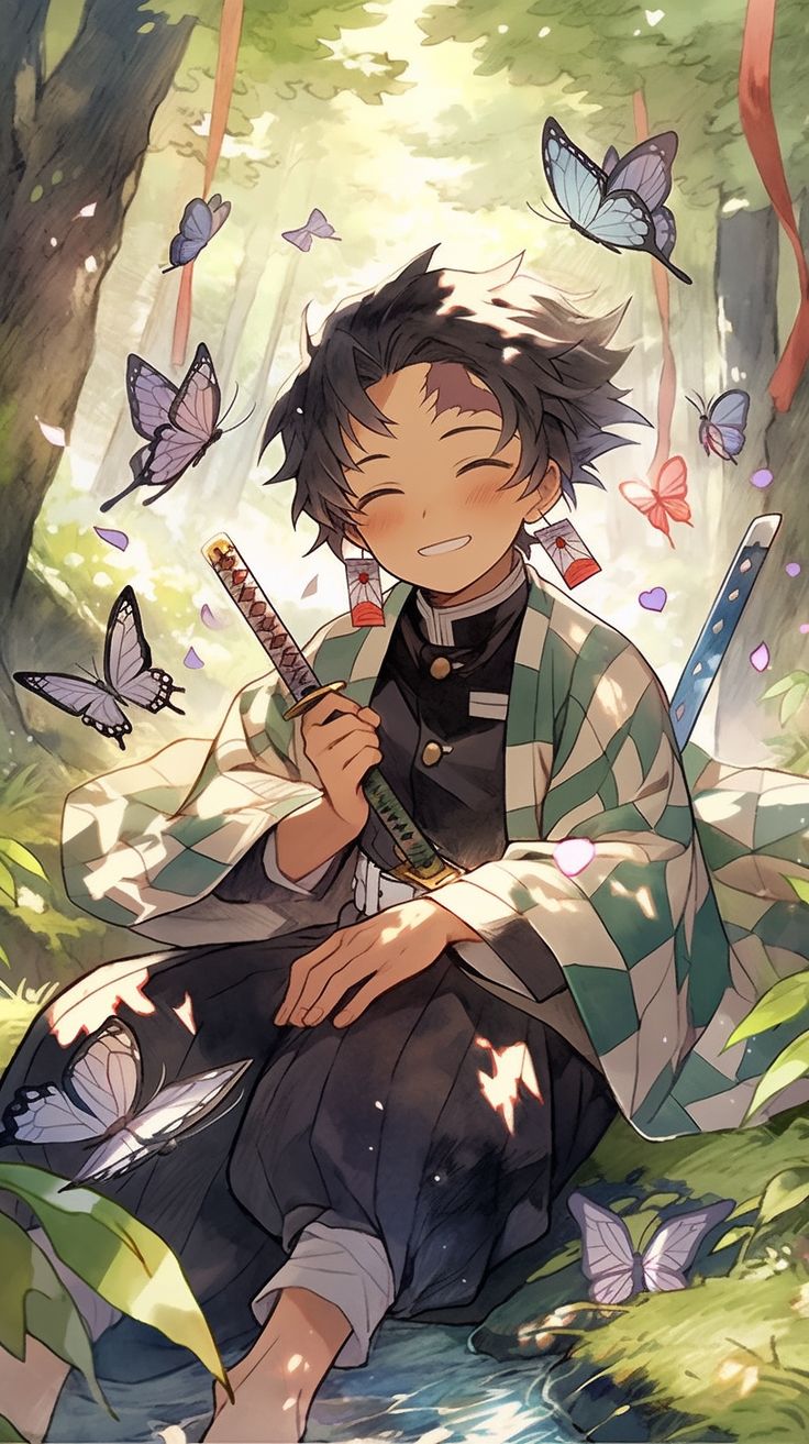 Tanjiro Kamado in the Forest Cute Style Illustration