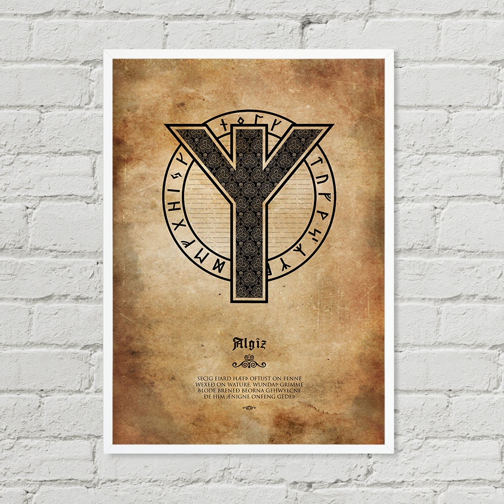 Algiz, Rune Art, Color Art, Digital Print, Poster, Art, Instant Poster Art, Digital Art, Nordic Runes