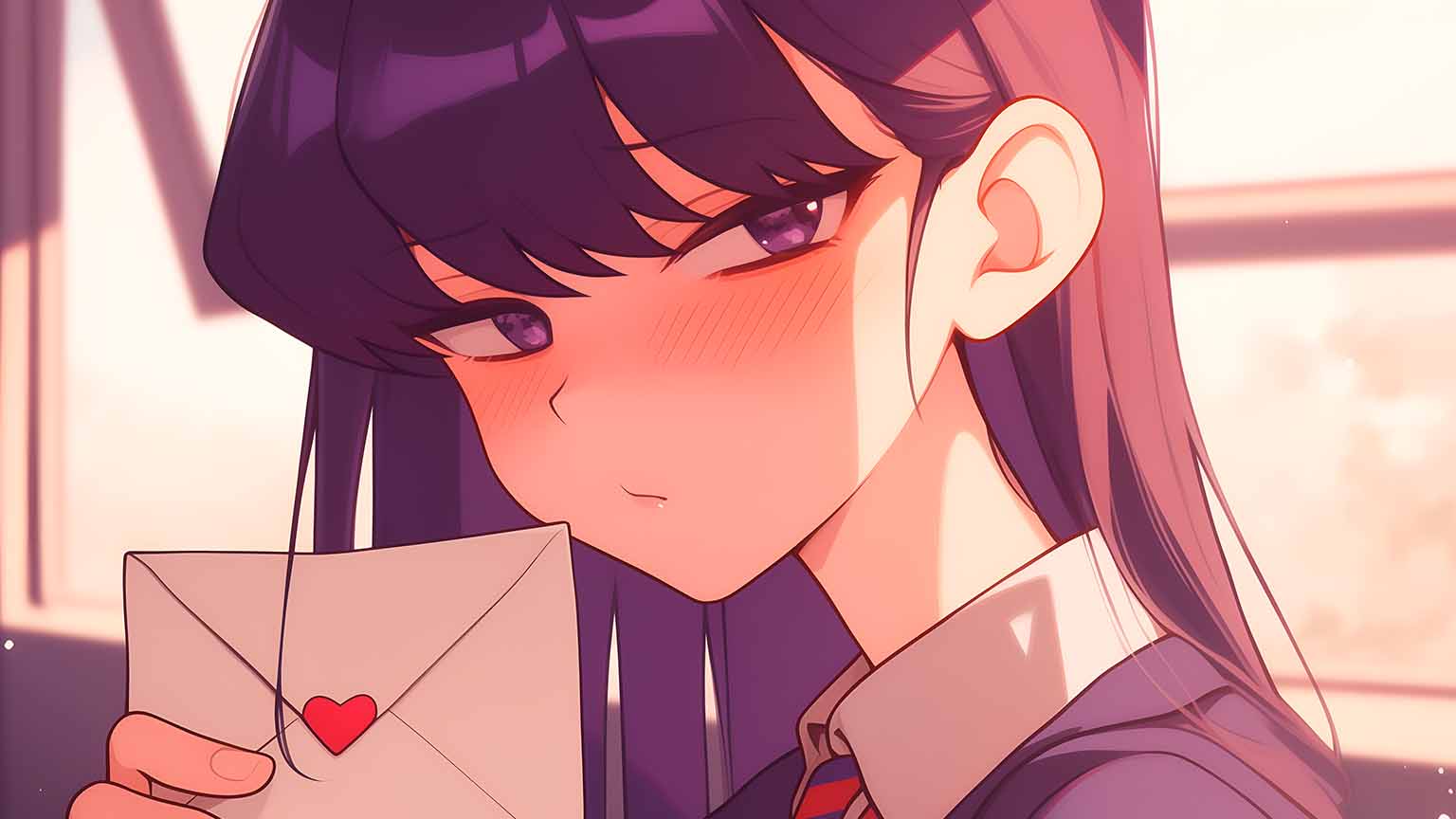 Komi Can't Communicate Komi San Shy Expression Wallpaper