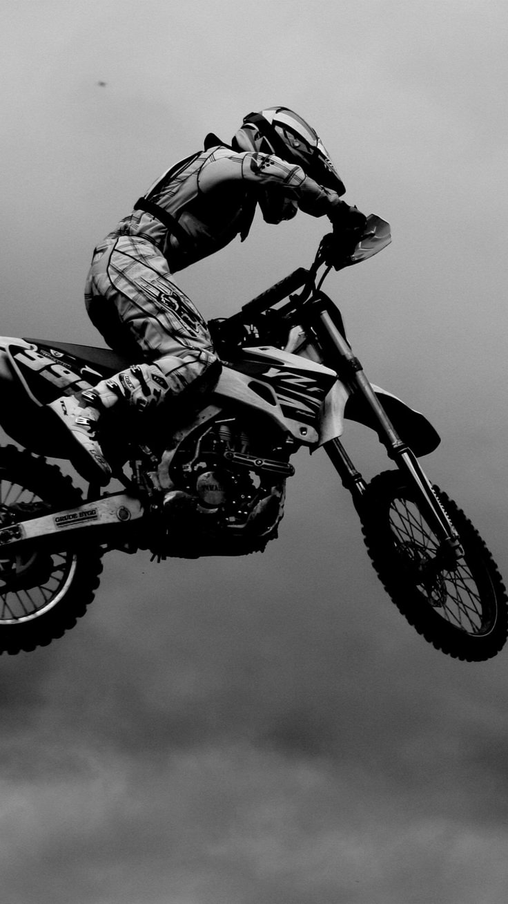 Motocross Black & White 4K Ultra HD Mobile Wallpaper for iPhone & Android