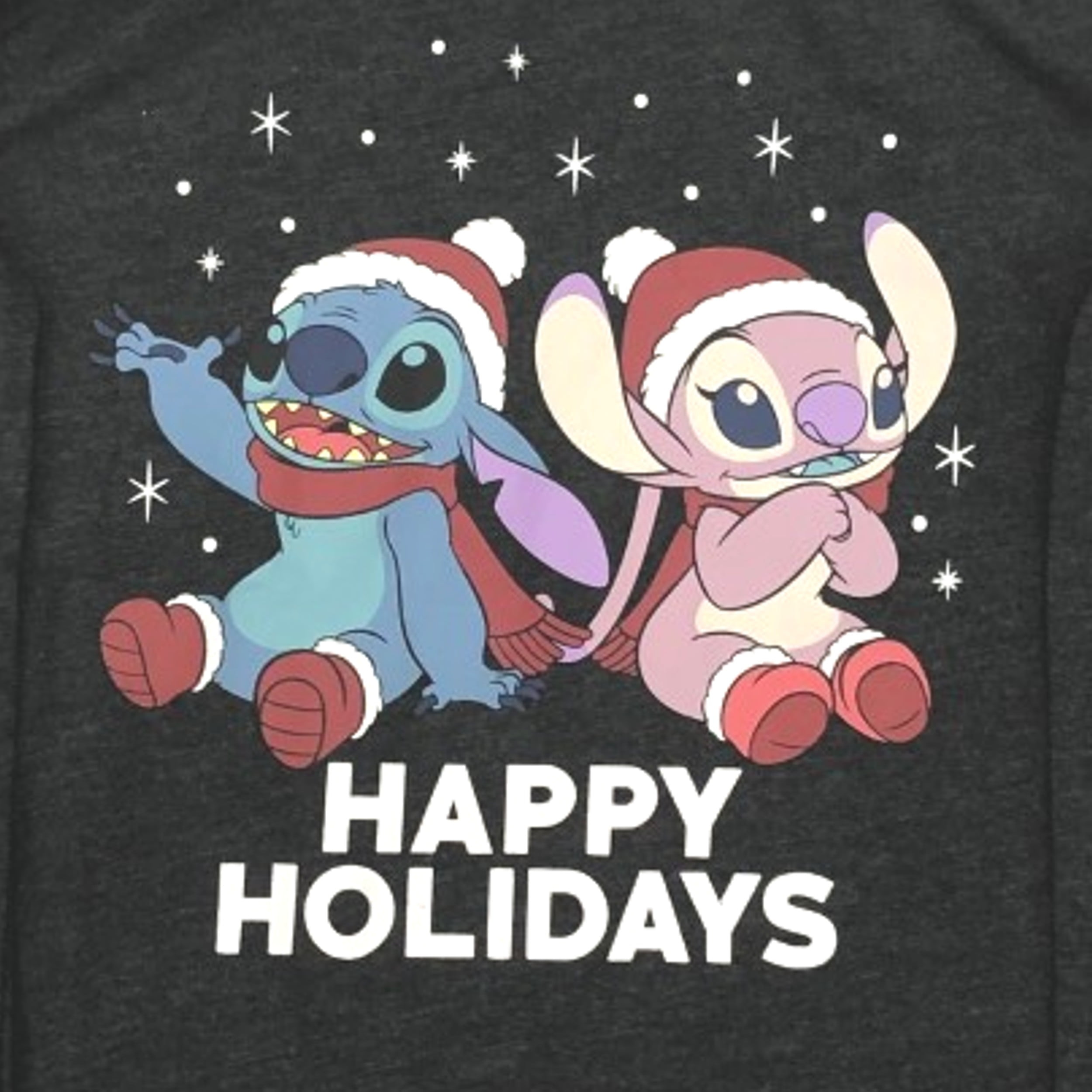 Disney Long Gray Lilo & Stitch Christmas Holiday Tee Shirt Small (6 6X)