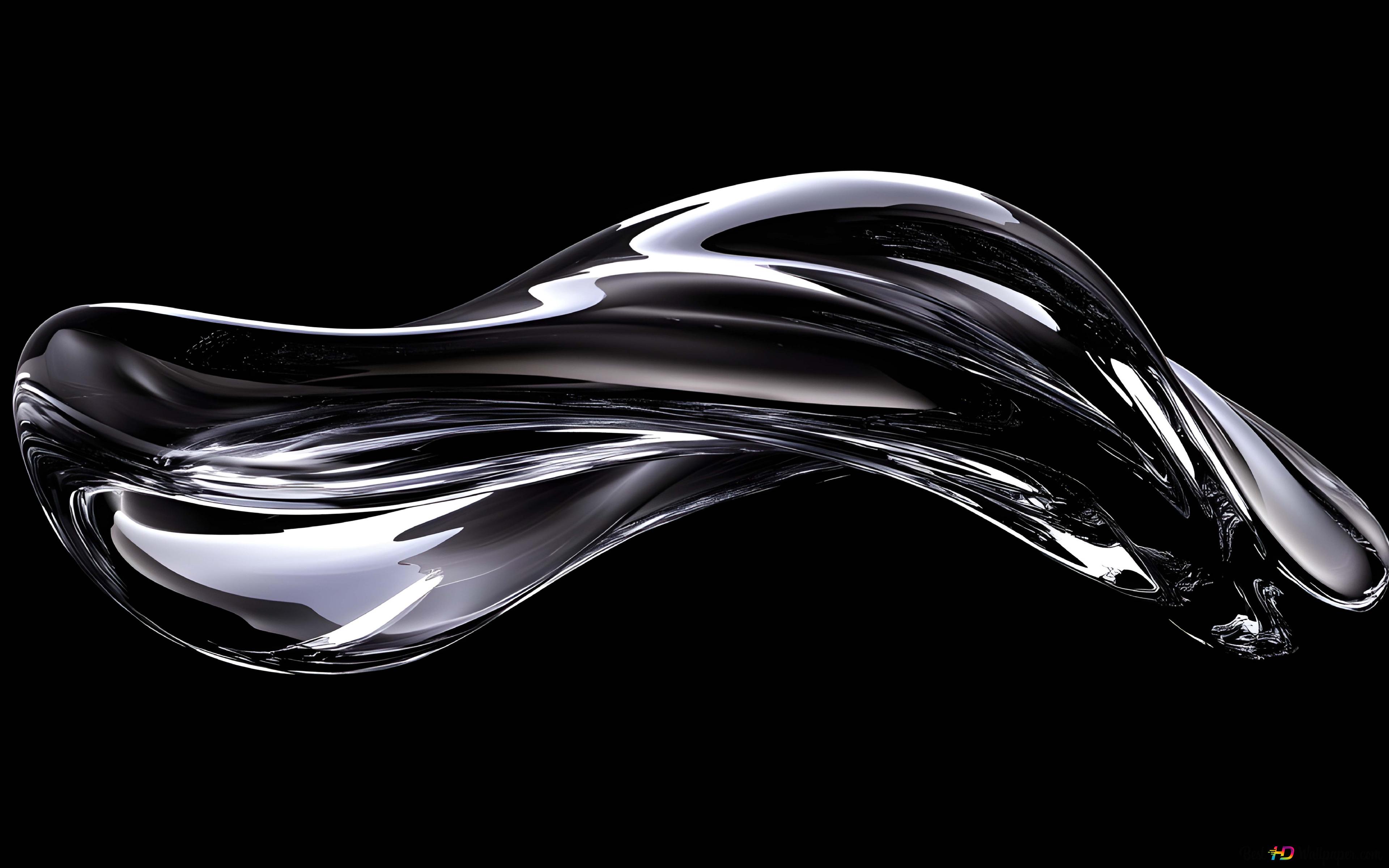 Abstract Fluid Metallic Art with Glossy Finish 8K wallpaper download