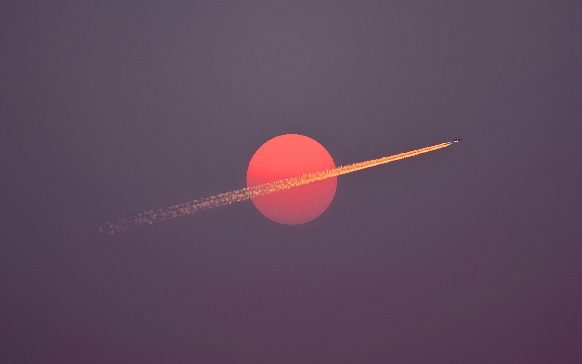airplane, Aircraft, Red, Sun, Sunset, Sky, Minimalism, Contrails, Flying Wallpaper HD / Desktop and Mobile Background