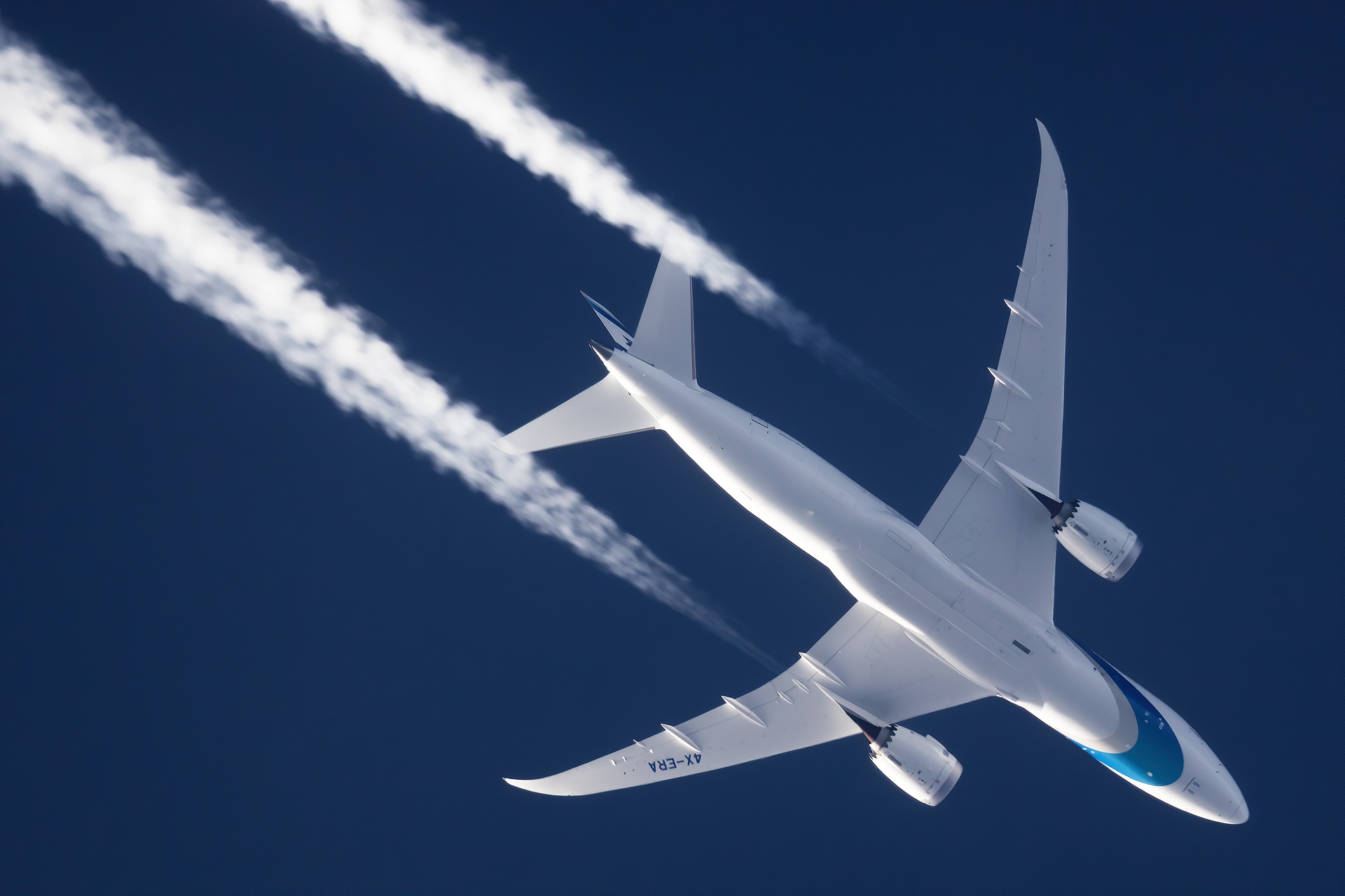 Wallpaper Boeing, The Plane, Dreamliner, In Flight, Airliner, Israel Airlines, Contrail, Boeing 787 8 Dreamliner For Mobile And Desktop, Section авиация, Resolution 1920x1280