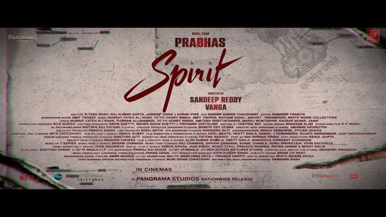 Spirit Official. Prabhas. Sandeep Reddy Vanga Blockbuster