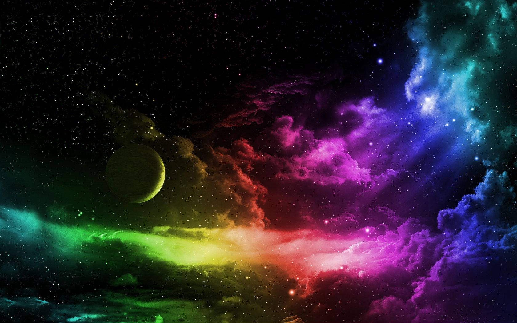 Download A planet under the clouds of a Colorful Galaxy Wallpaper