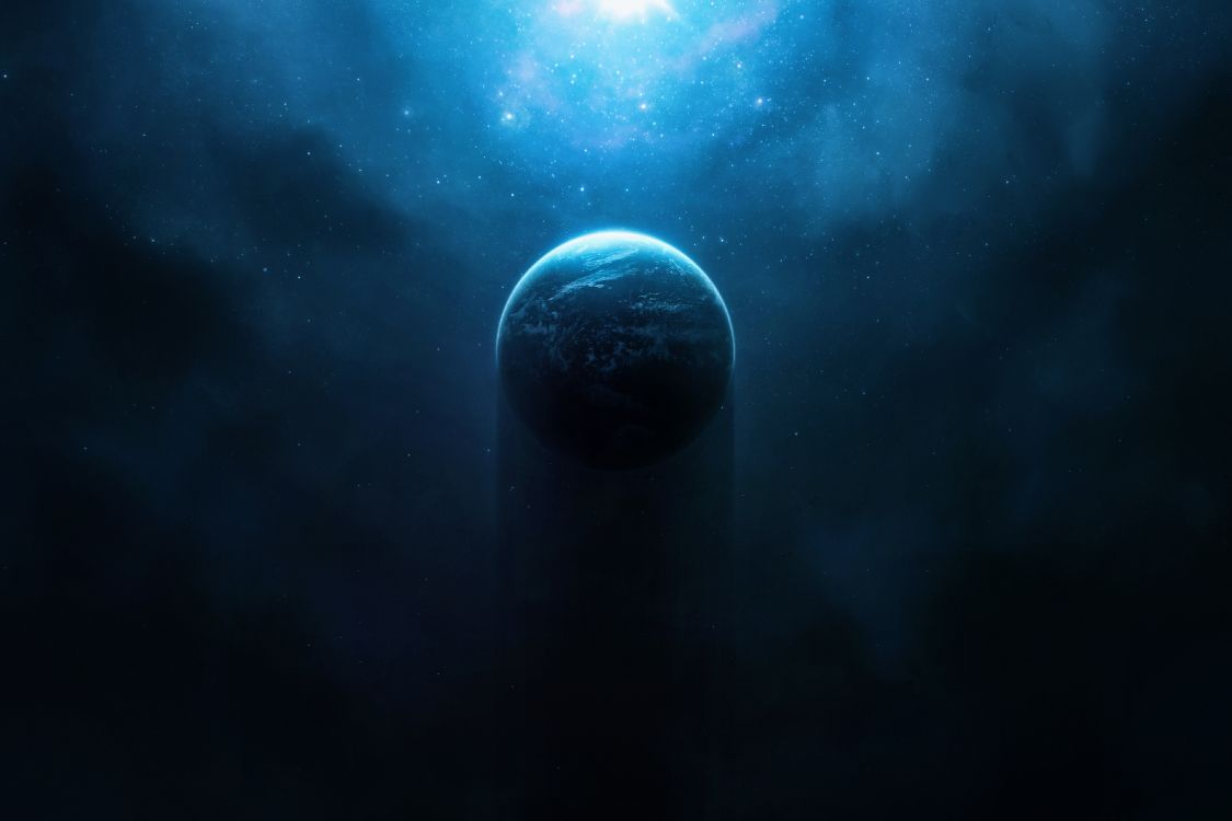 Wallpaper Blue and Black Planet Illustration, Background Free Image