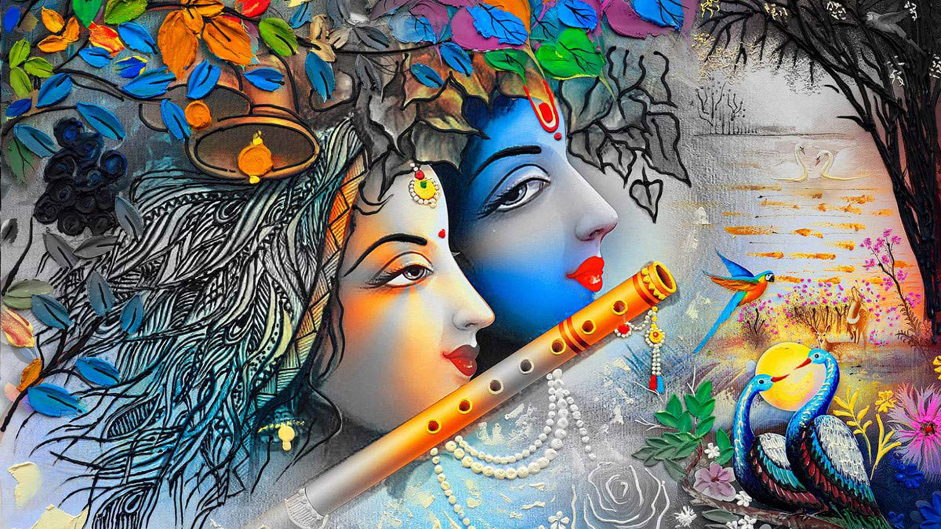 Beautiful Painting Art Of Krishna HD Krishna Wallpaper