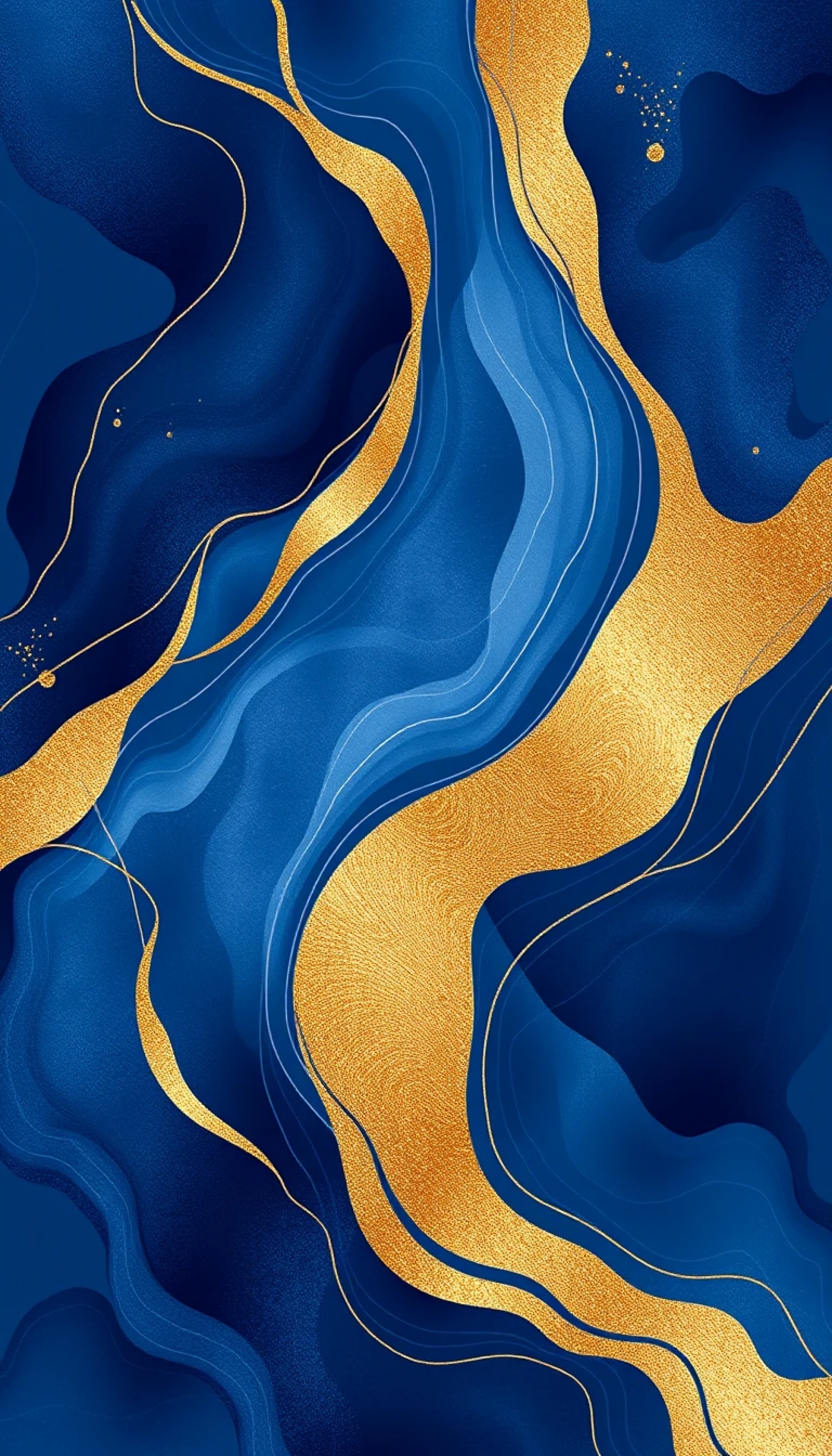 Dark Blue And Gold Luxurious Liquid Art