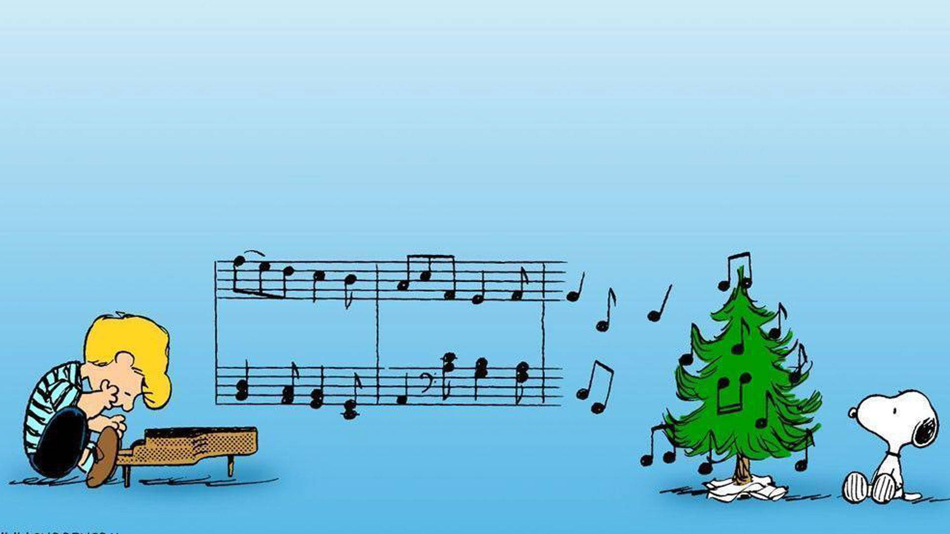 Download Snoopy Christmas Musical Notes Wallpaper