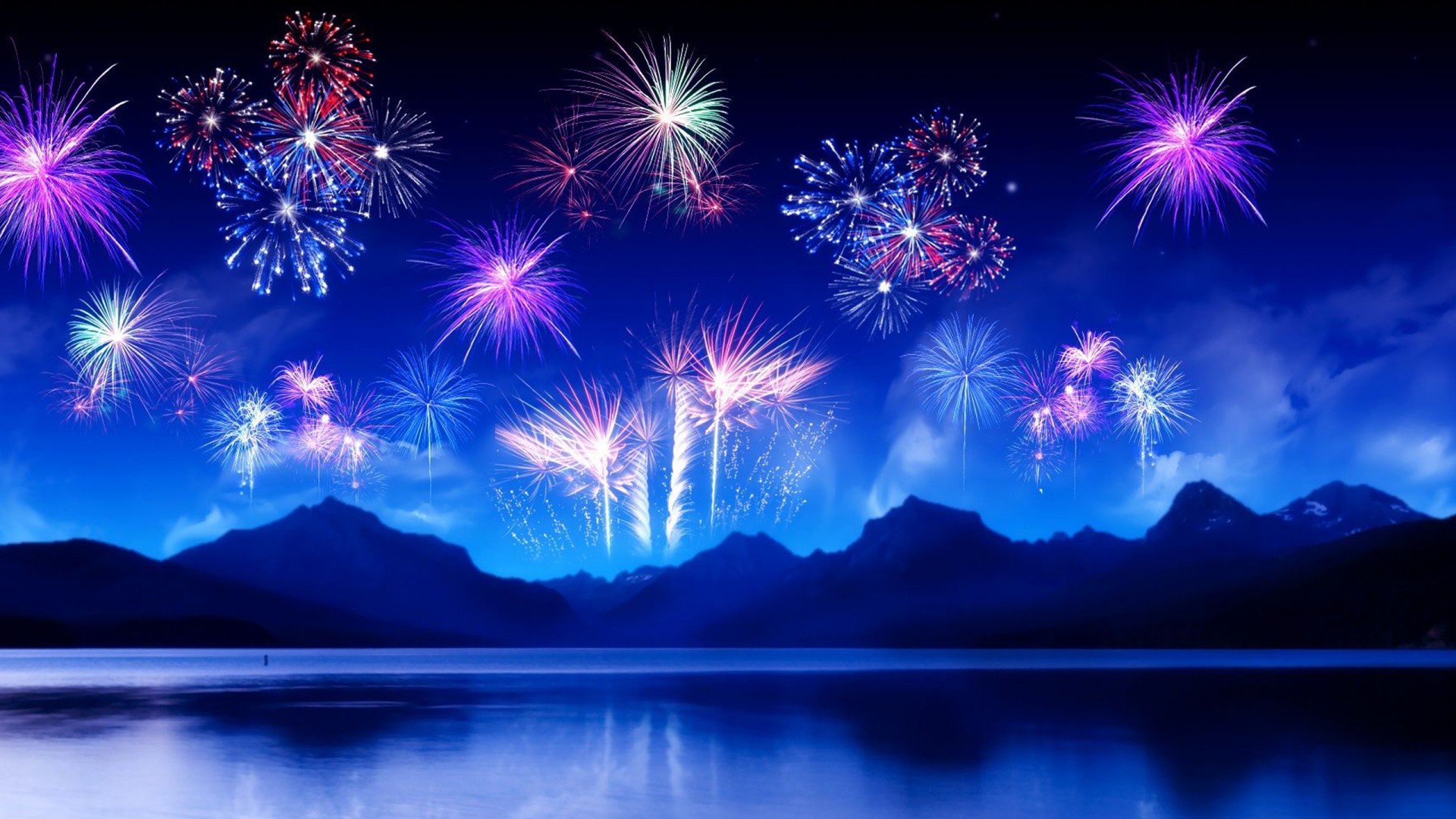 Colorful Crackers Sparkling In Mountains Background HD Happy New Year 2021 Wallpaper