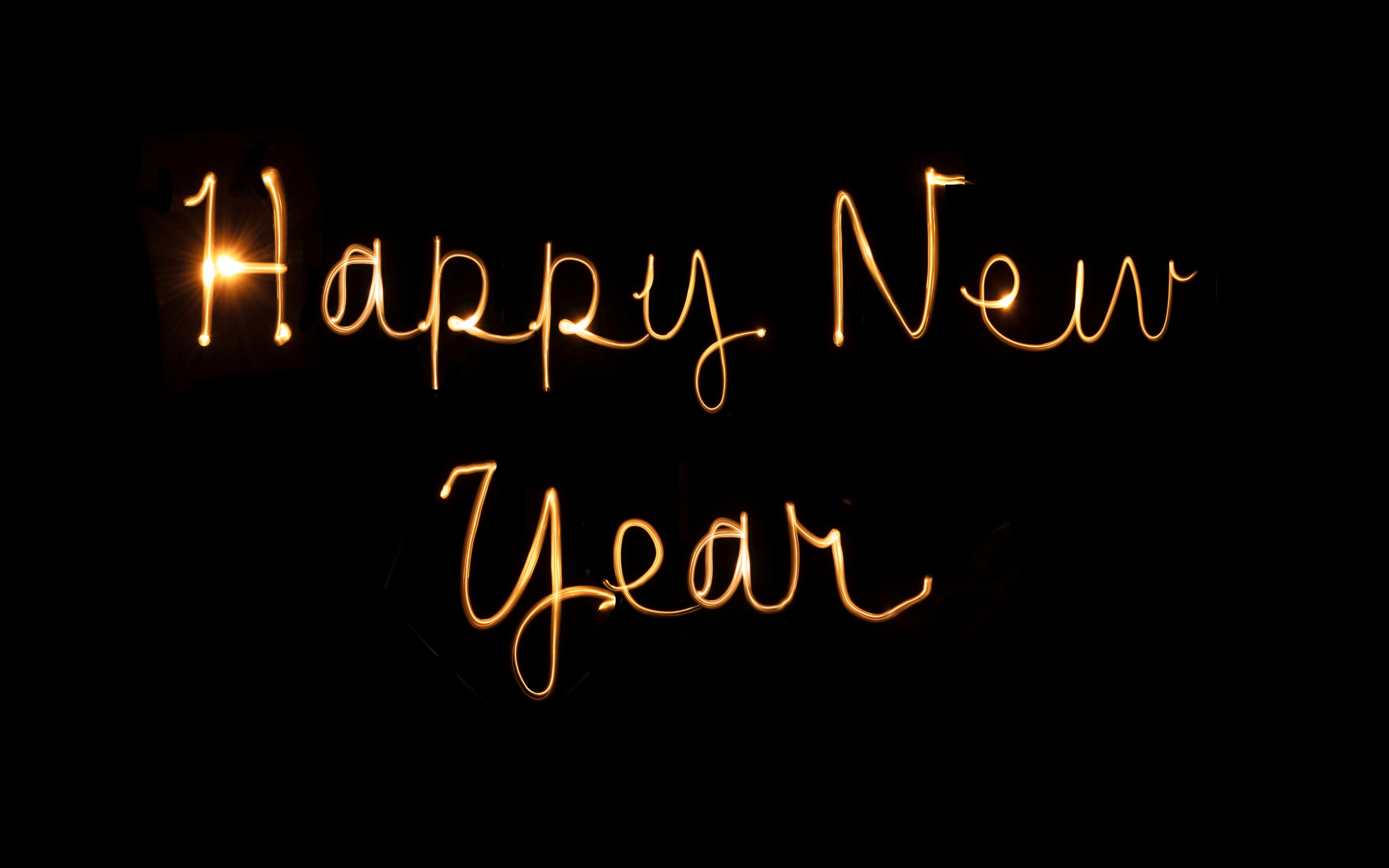 Happy New Year Wallpaper 4K, Black background