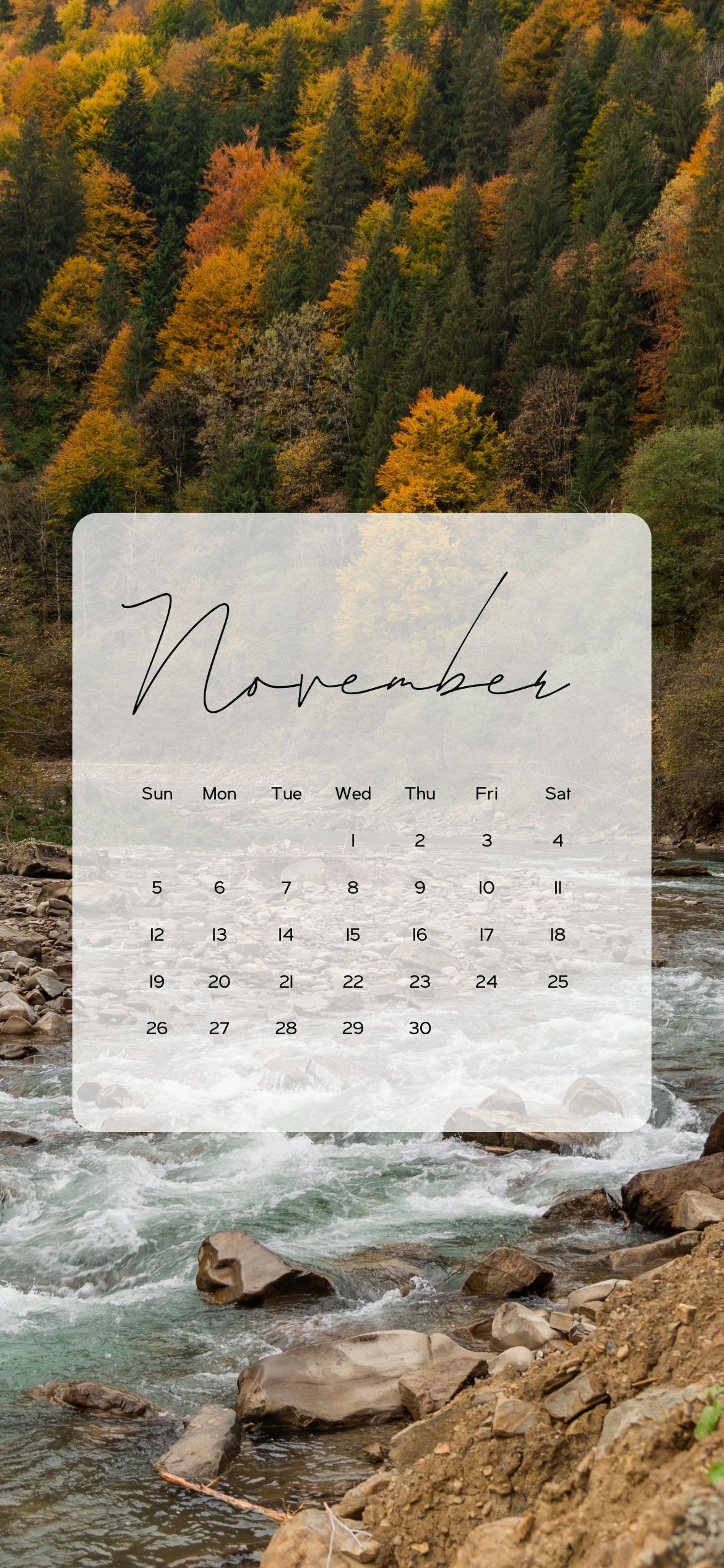 November Calendar Wallpaper Aesthetic Background