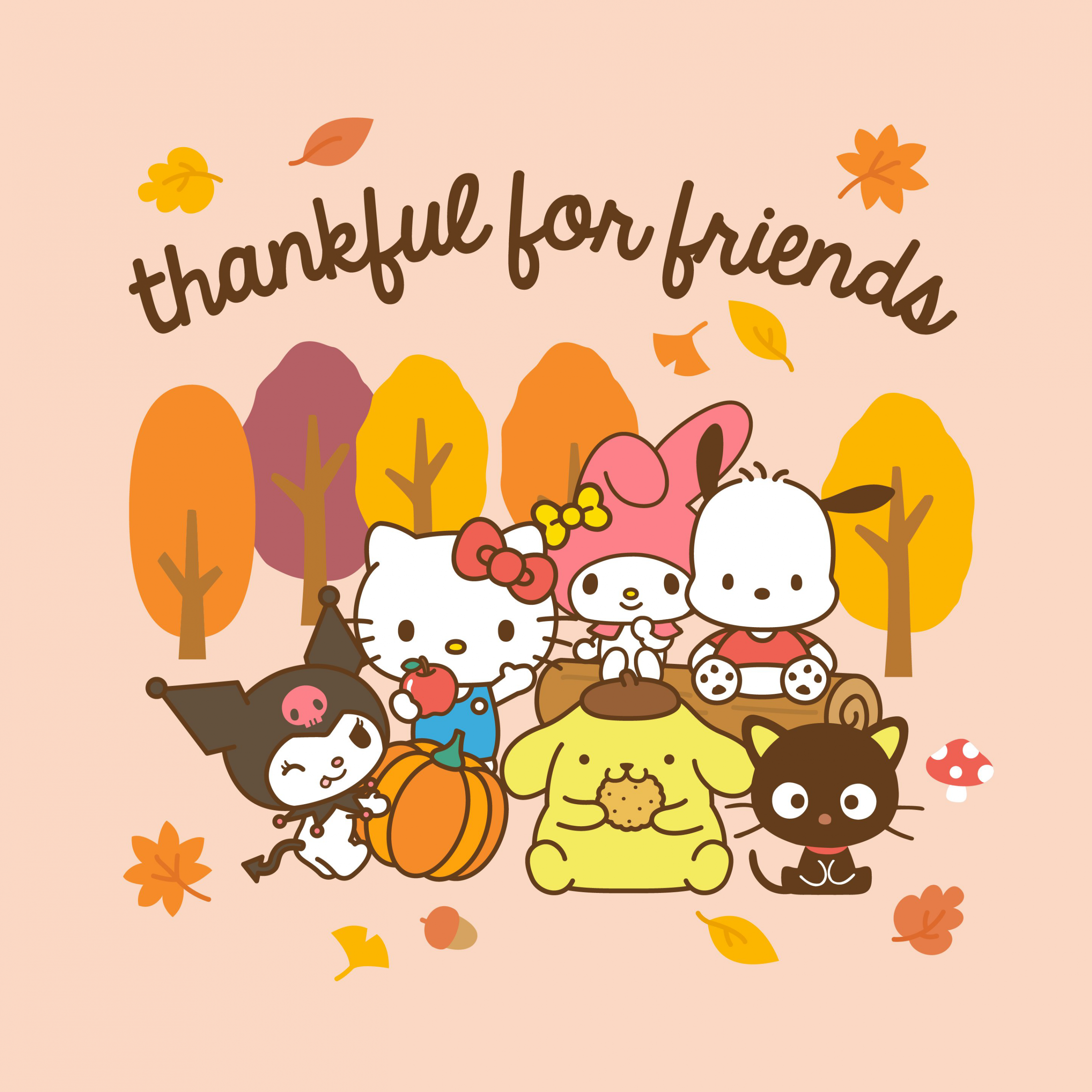 Thankful Wallpaper 4K, Friends, Sanrio, Hello Kitty