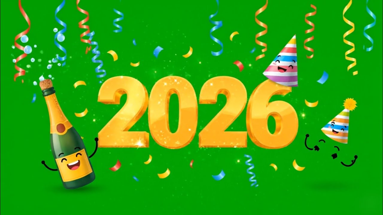 Happy New Year 2026 Green Screen Animation HD Footage