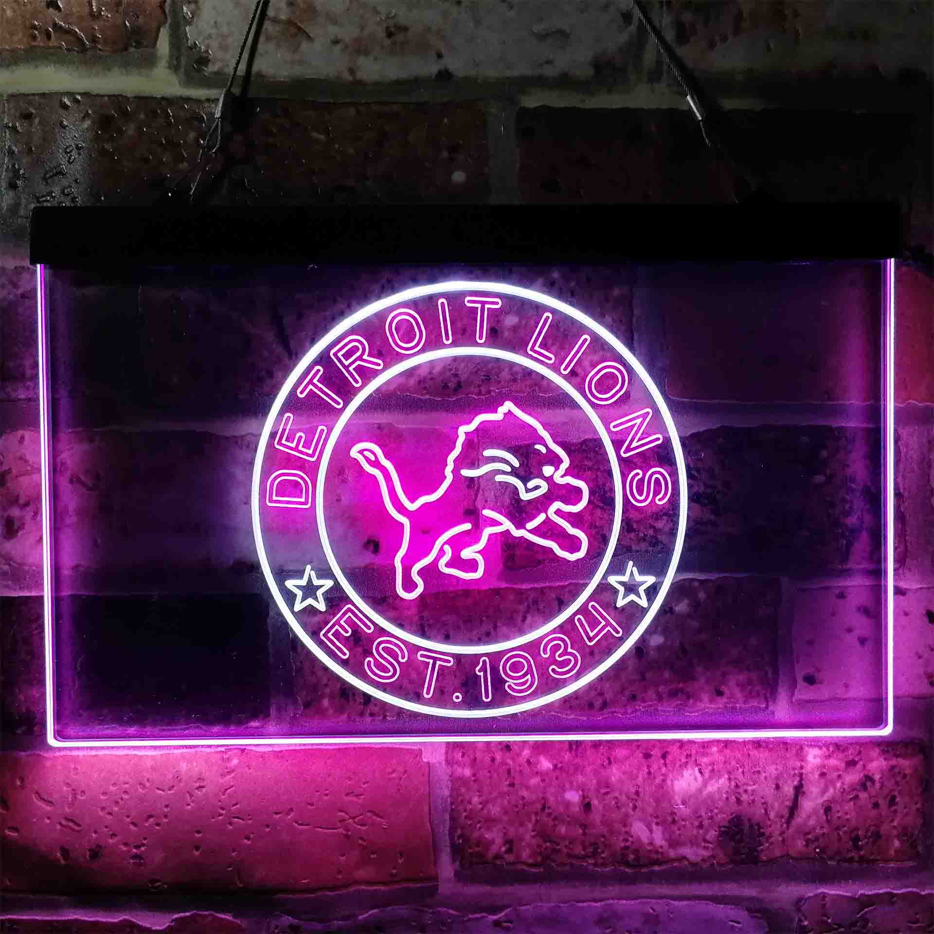 Personalized Custom Your Sport Team Detroit Lions Est. 1934 Neon Like