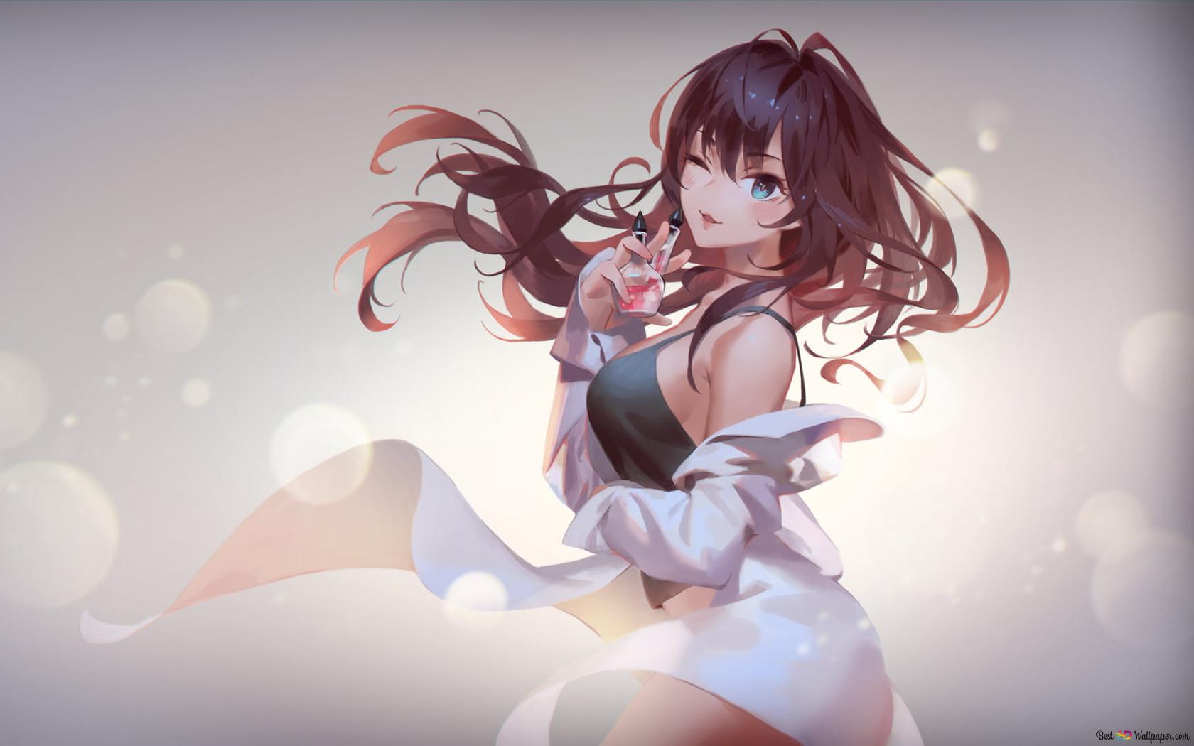 Beautiful anime Ichinose Shiki with brown long hair HD wallpaper download