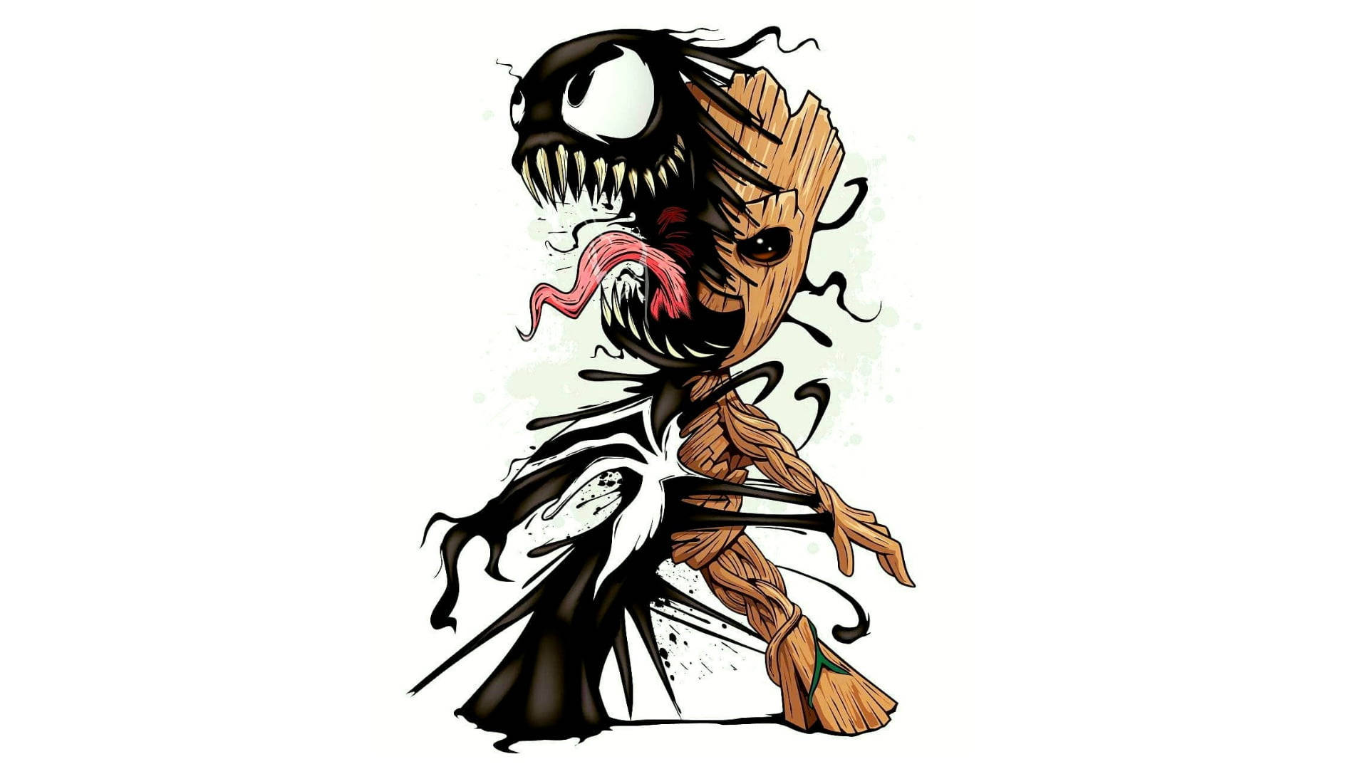 Download Groot And Venom Symbiote Art Wallpaper