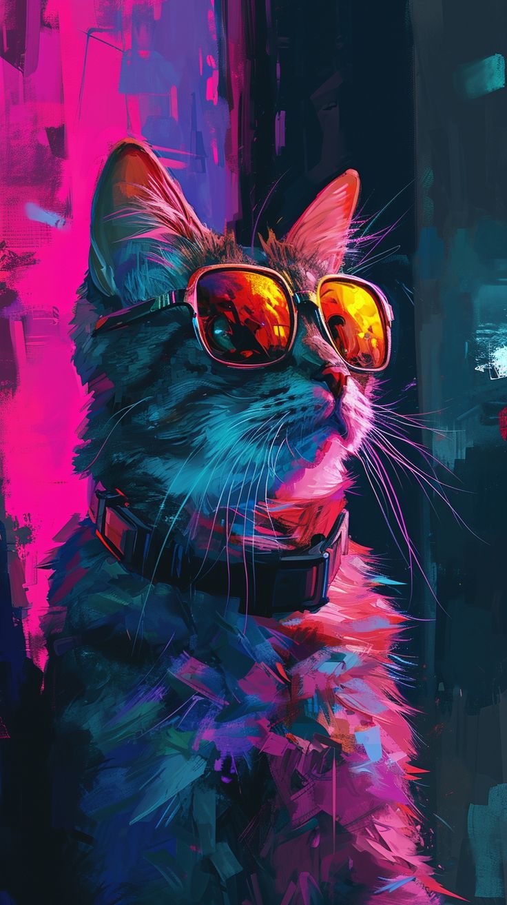 Cyberpunk Cat Coolness. Wallpaper Background