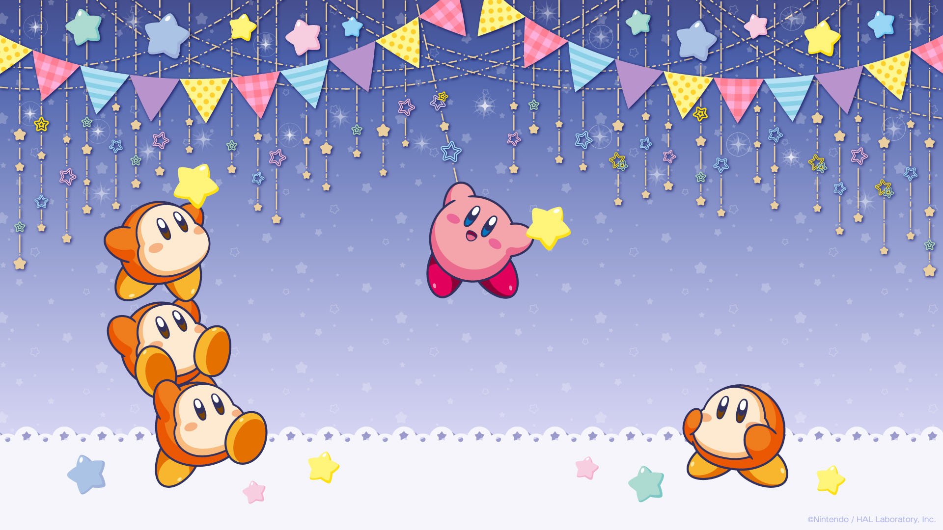 Kirby and Friends Starry Night HD Wallpaper Celebration