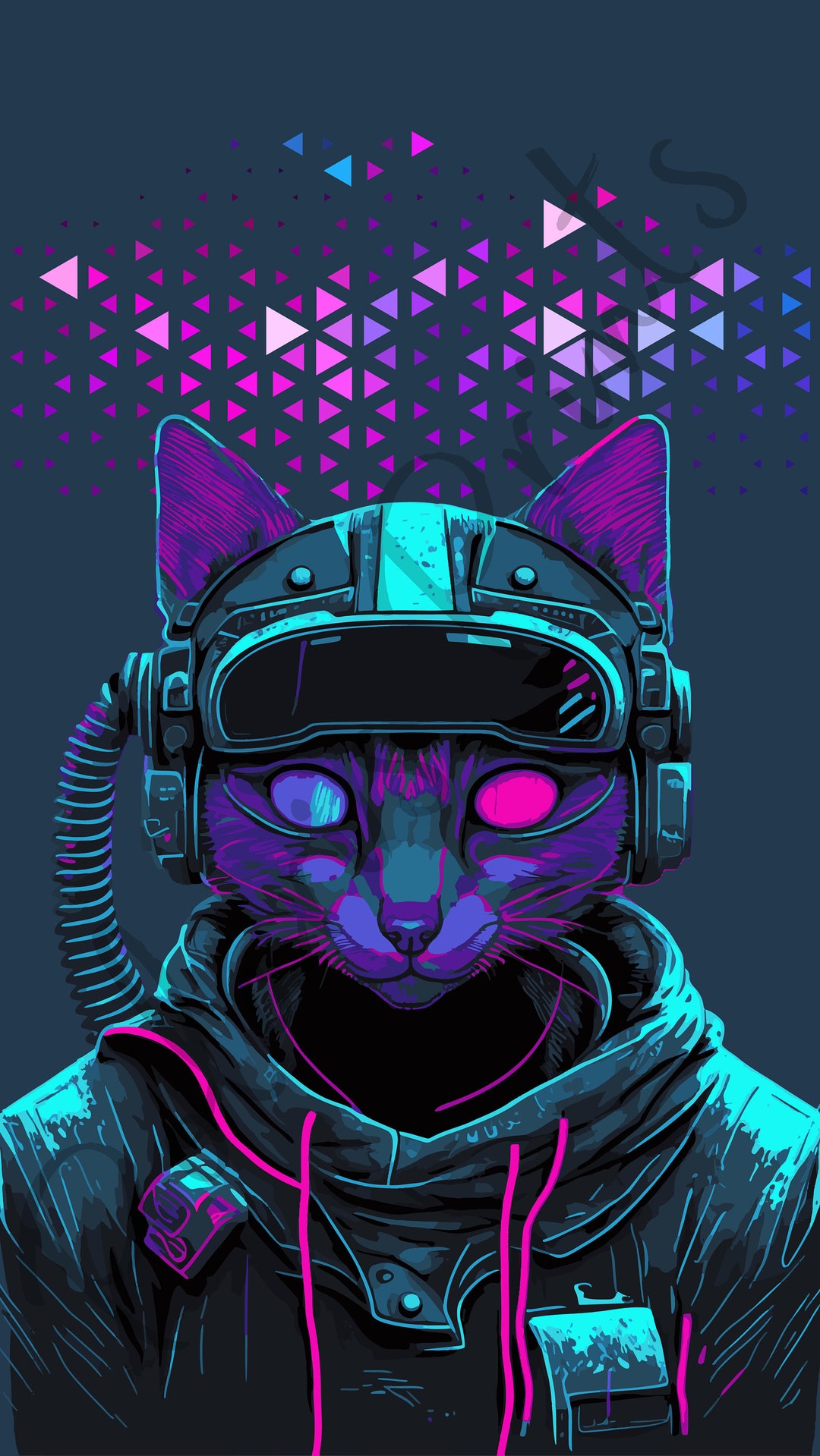 Cyber Cat Phone Wallpaper