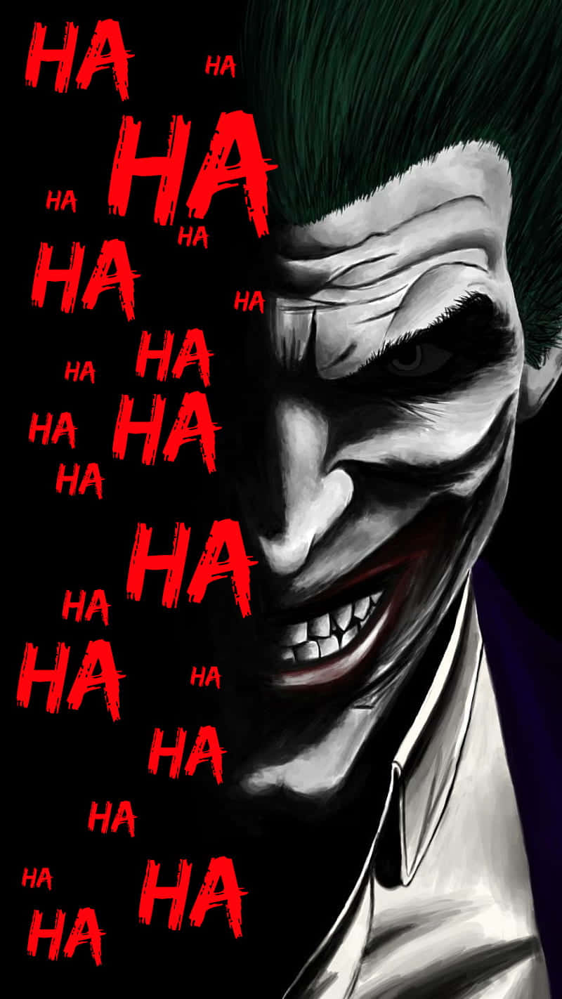 Download Joker Pfp With Red Text Laughter Wallpaper