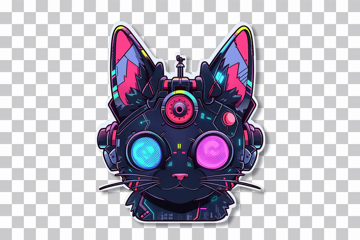 Cyberpunk Cat Head Sticker Cyberpunk Stickers Download