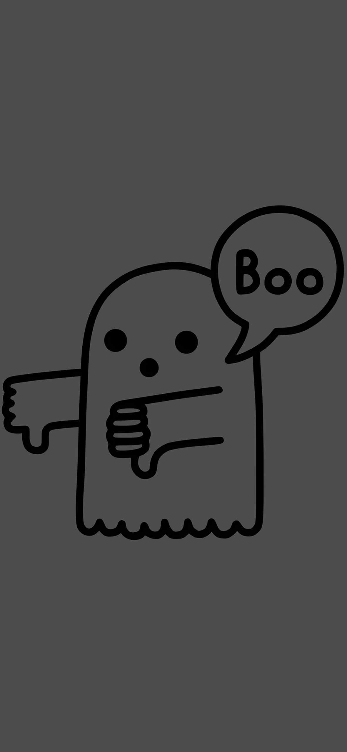 Cute Minimalist Ghost Boo Wallpaper White Wallpaper
