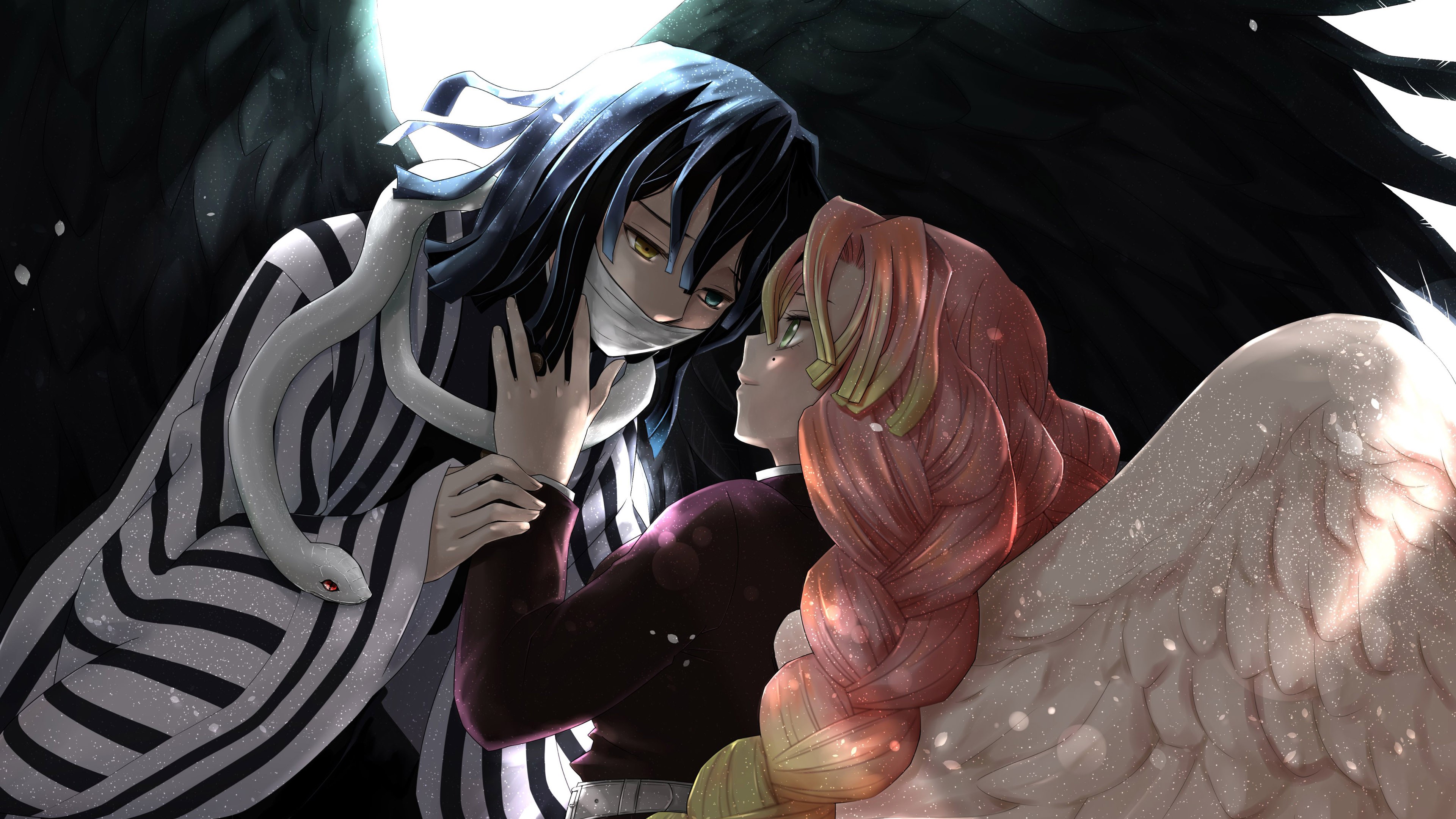 Mitsuri Kanroji Obanai Iguro 4K HD Demon Slayer Kimetsu no Yaiba Wallpaper