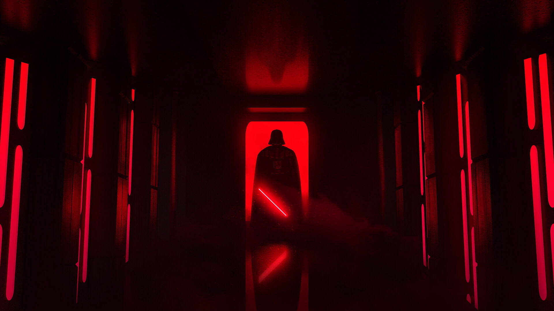 Download Star Wars Red Darth Vader Silhouette Wallpaper