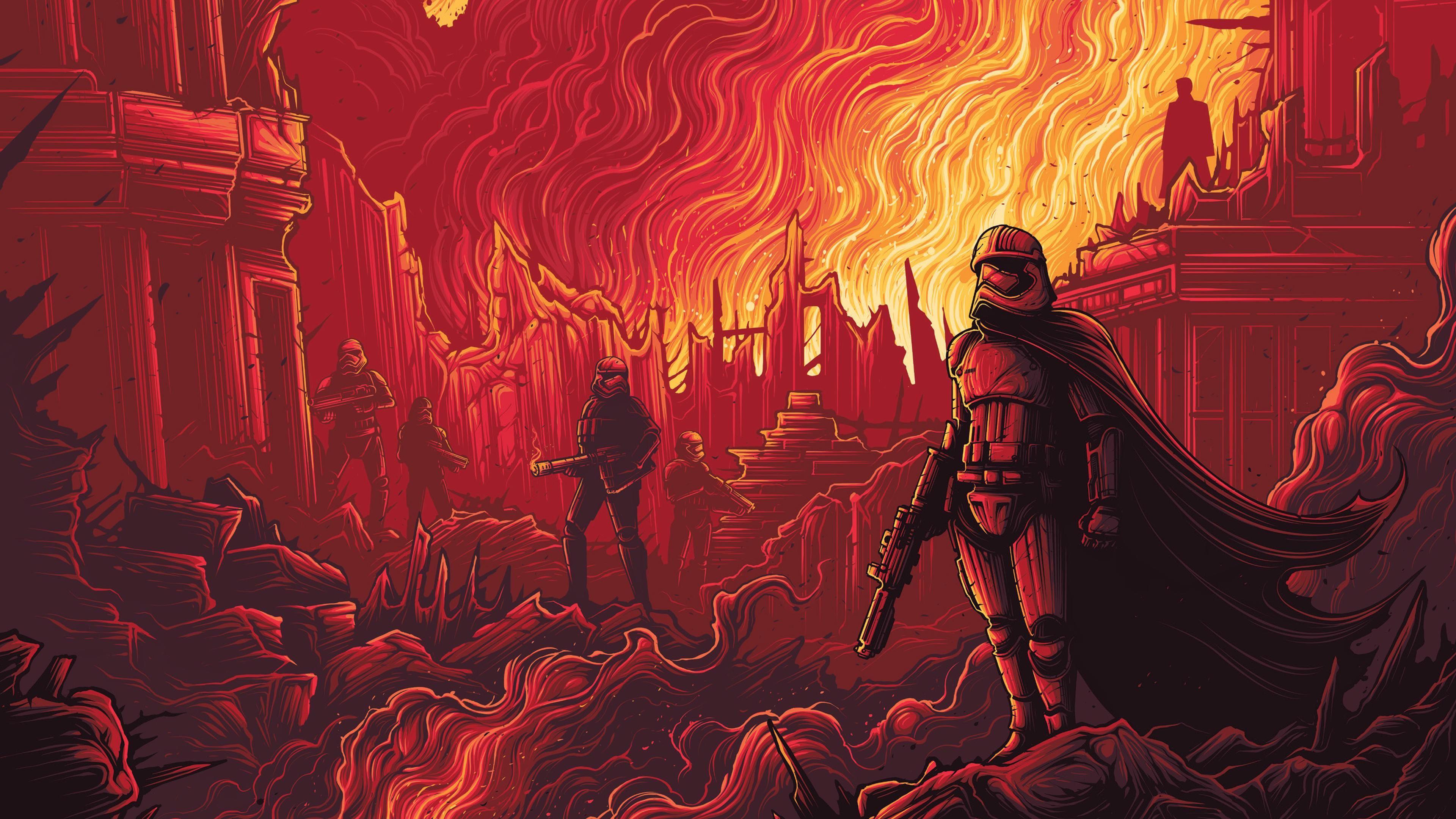 Can anyone find a wallpaper like this but with Darth Vader instead I'm trying to find a Vader piece but in this art style but no luck so far