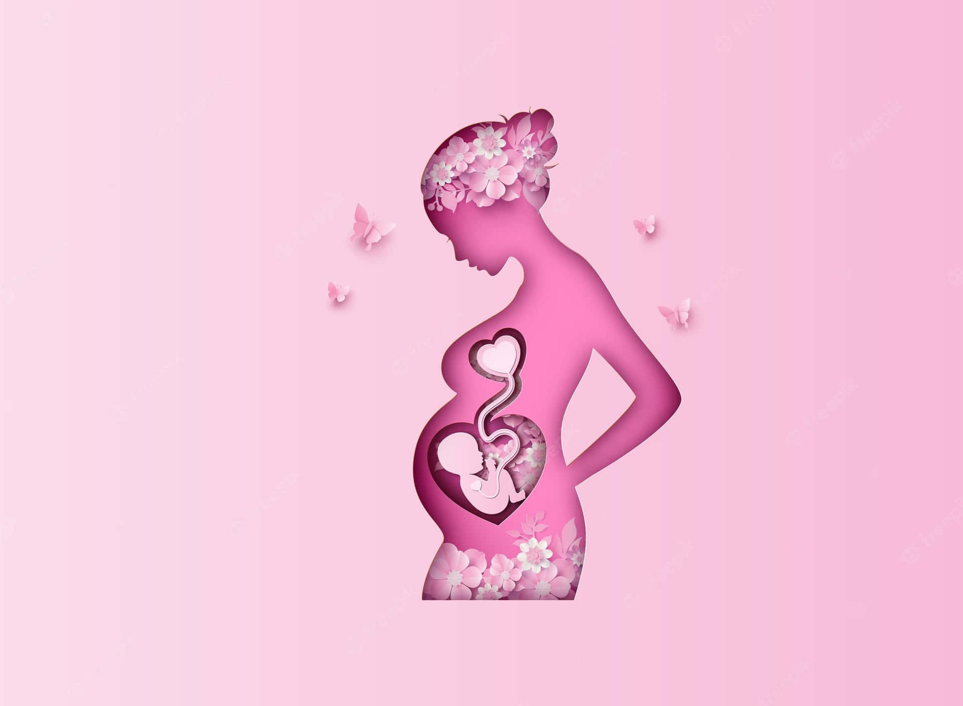 Download Pregnant Woman Baby And Heart Wallpaper