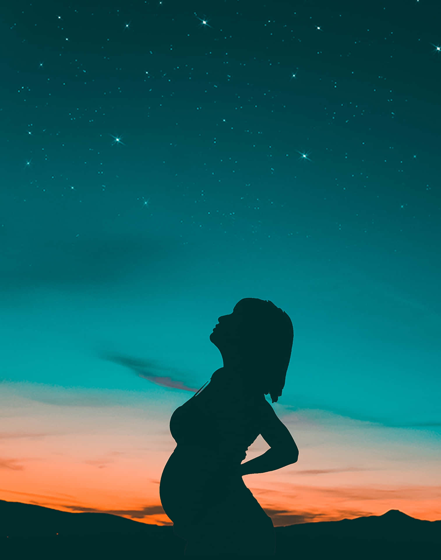 Download Pregnant Woman Silhouette In Twilight Wallpaper